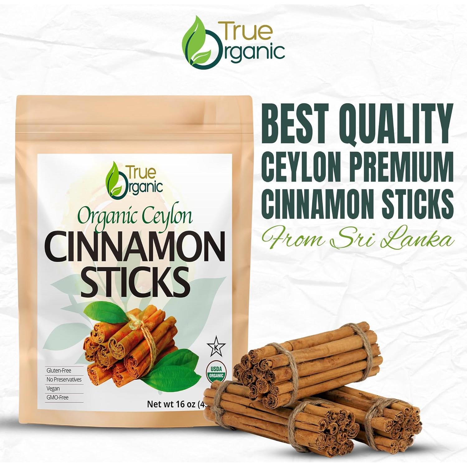Canela de Ceilán Orgánica en Palitos 0.45 kg Verdadero