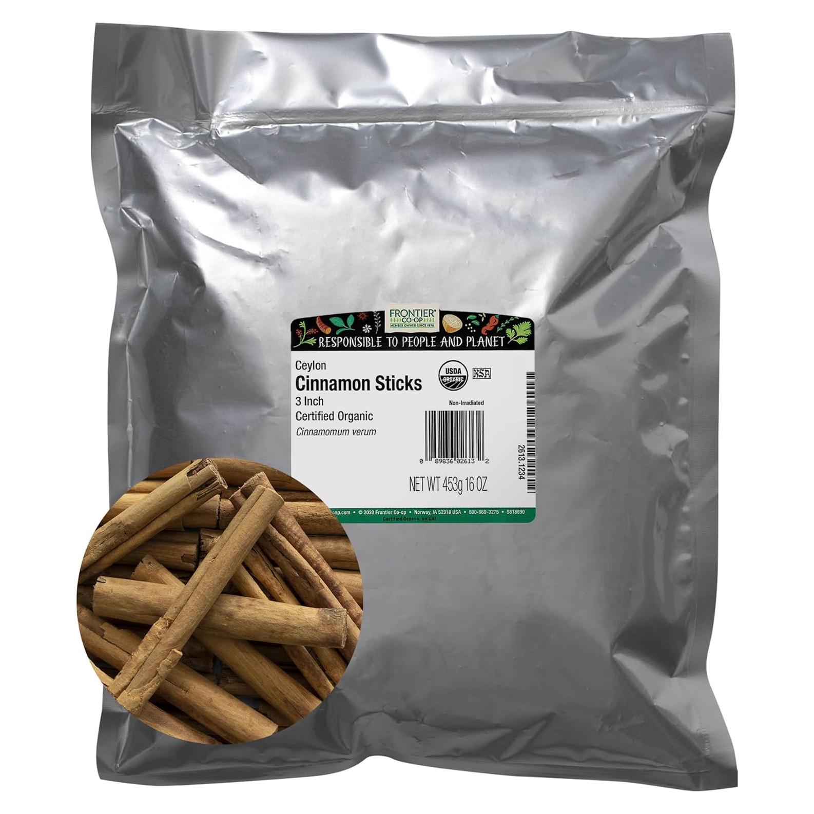 Palitos de Canela Ceylon Orgánica Frontier Co-op 450g