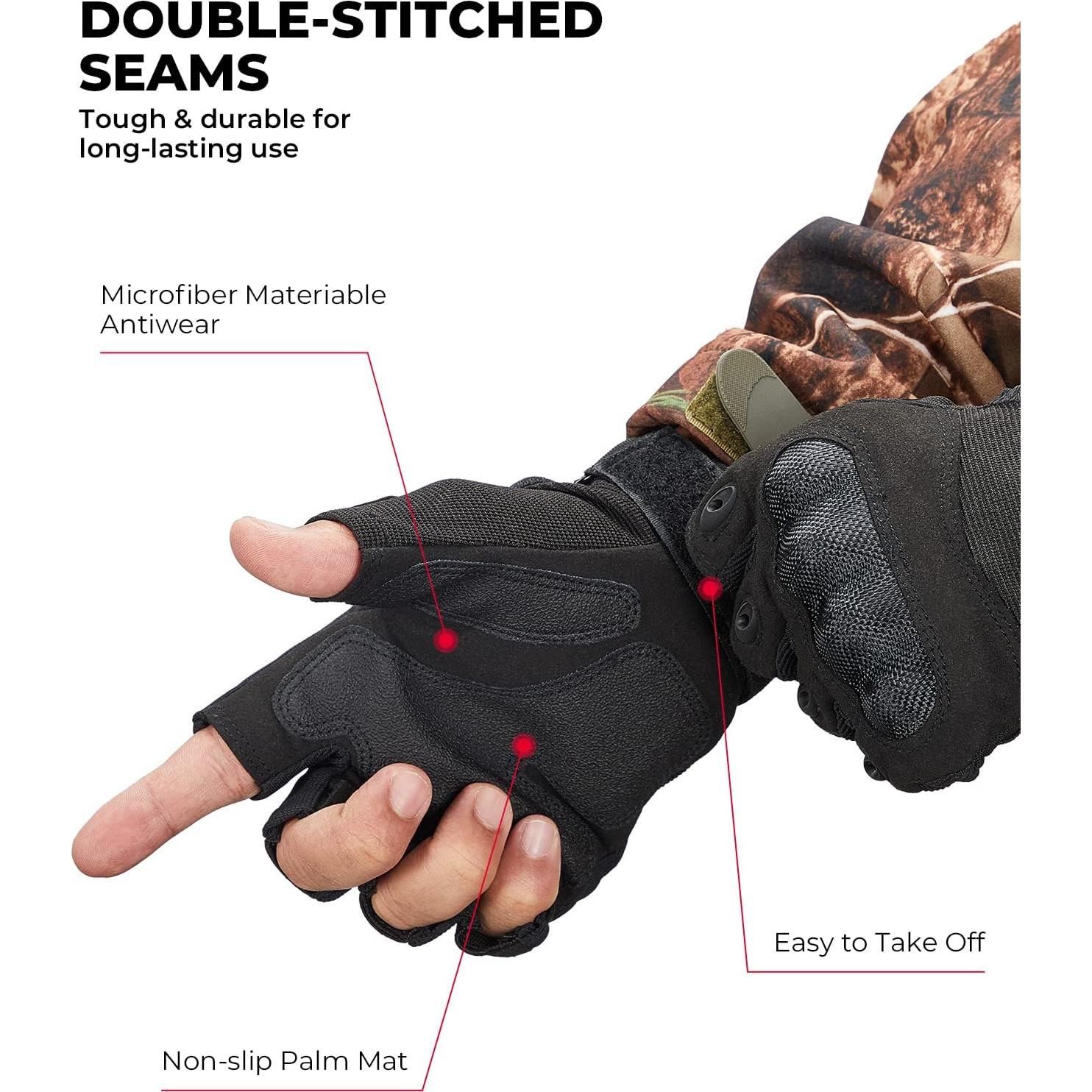 Guantes Tácticos KEMIMOTO Sin Dedos para Motocicleta