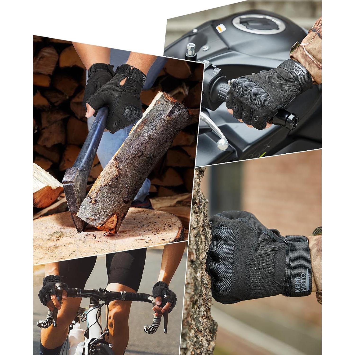 Guantes Tácticos KEMIMOTO Sin Dedos para Motocicleta