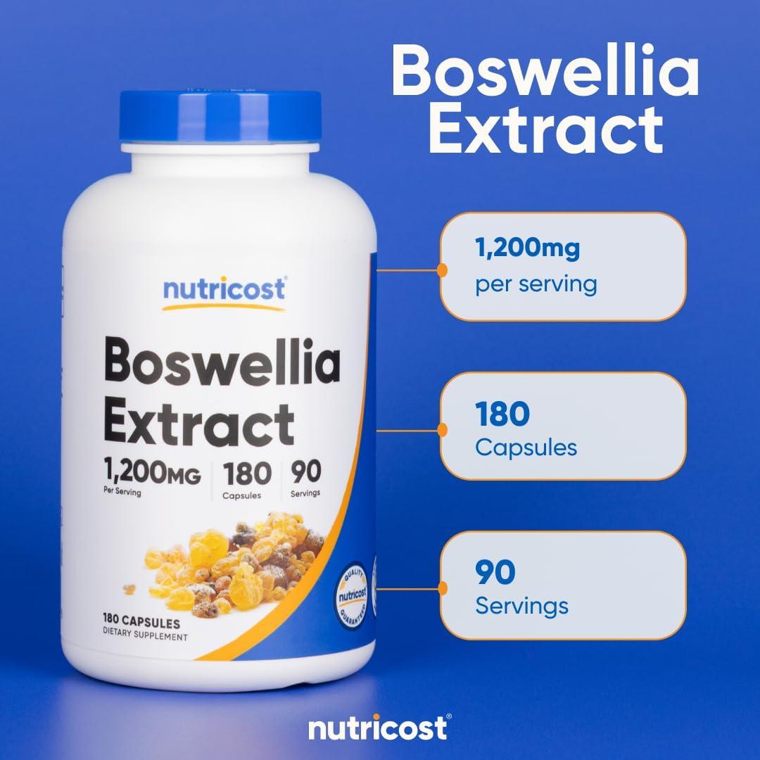 Cápsulas de Extracto de Boswellia Nutricost 1200mg 180 Caps Vegano