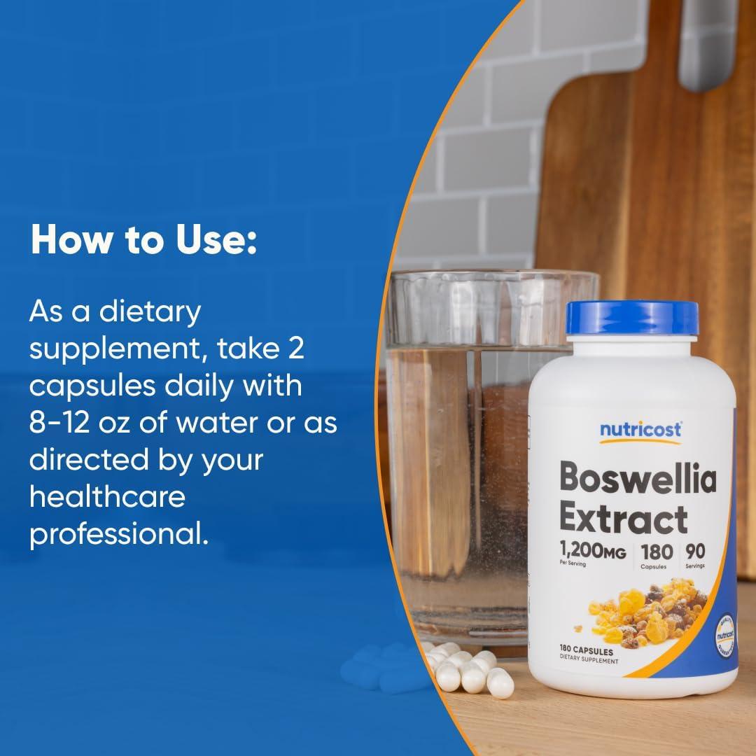 Cápsulas de Extracto de Boswellia Nutricost 1200mg 180 Caps Vegano