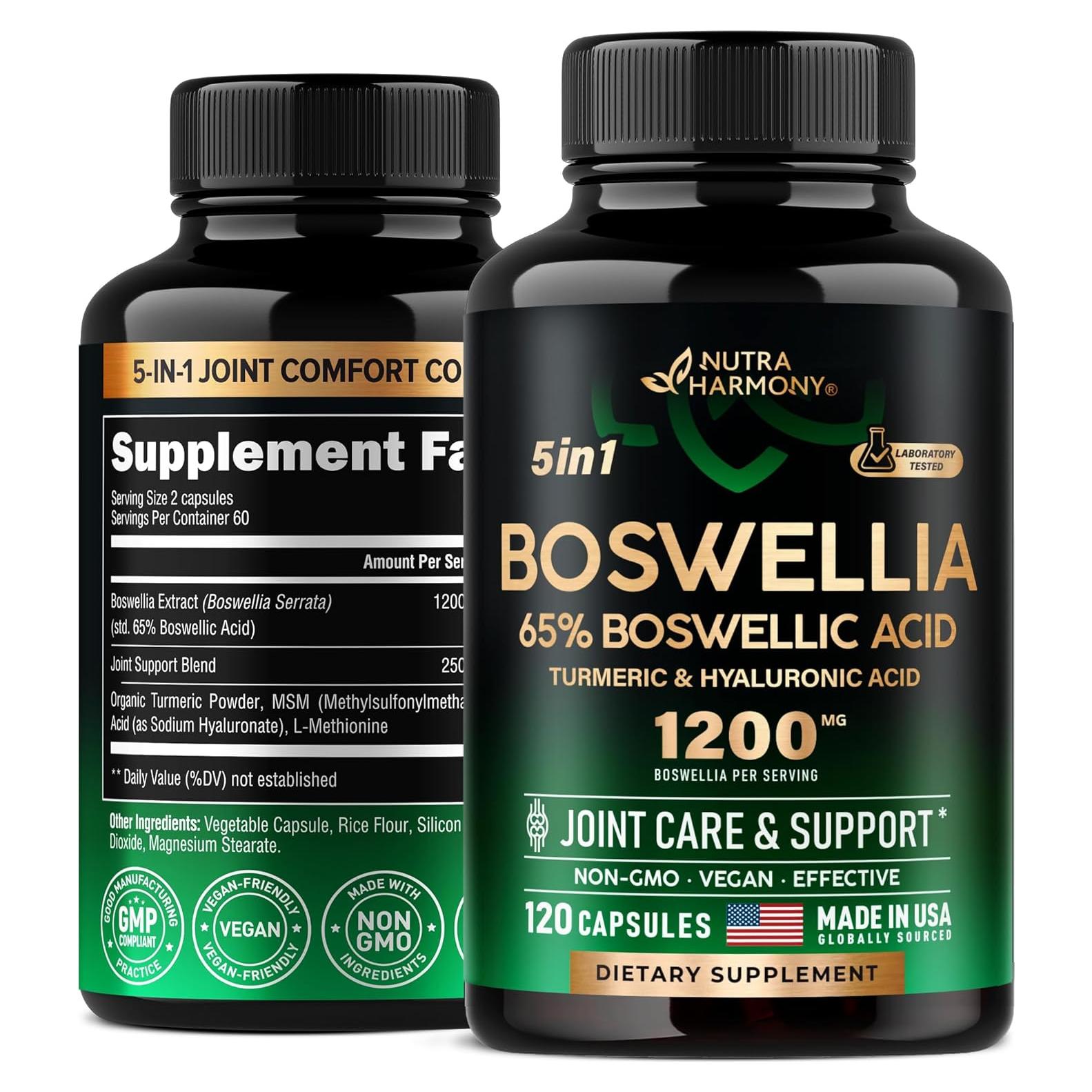 Boswellia 1200mg Nutra Harmony - Suplemento Articular 120 Cápsulas