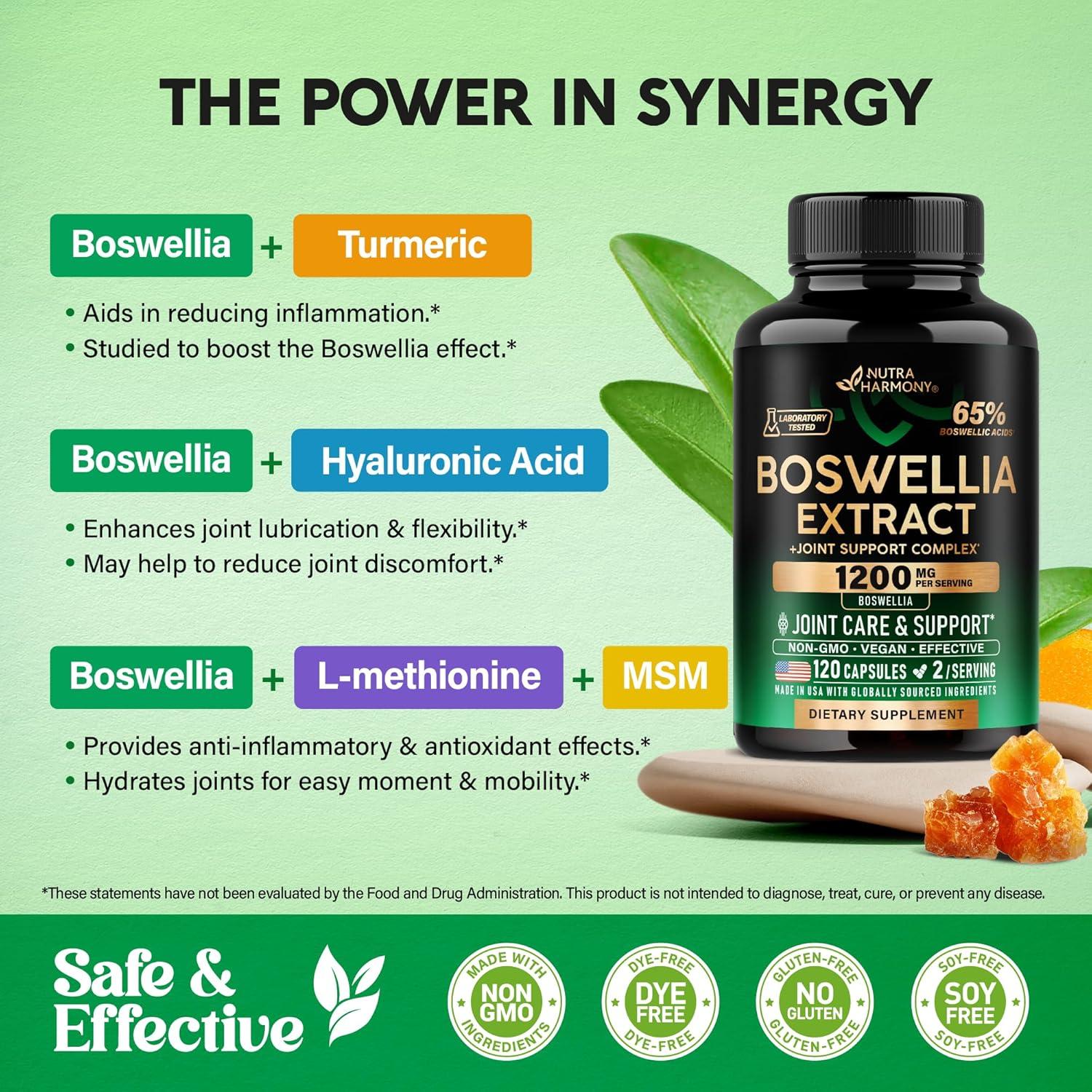 Boswellia 1200mg Nutra Harmony - Suplemento Articular 120 Cápsulas