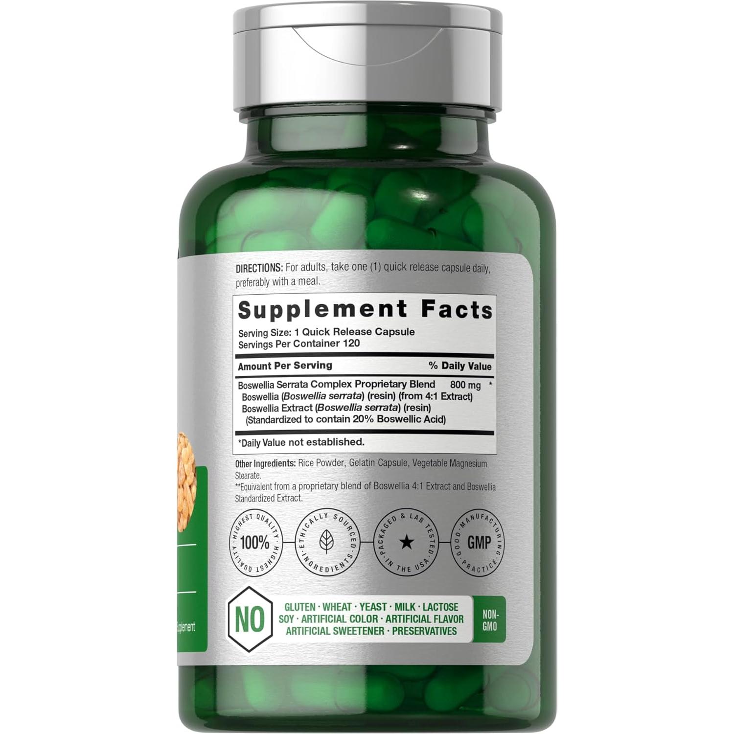 Cápsulas de Boswellia Serrata Horbaach 800mg 120 Unidades