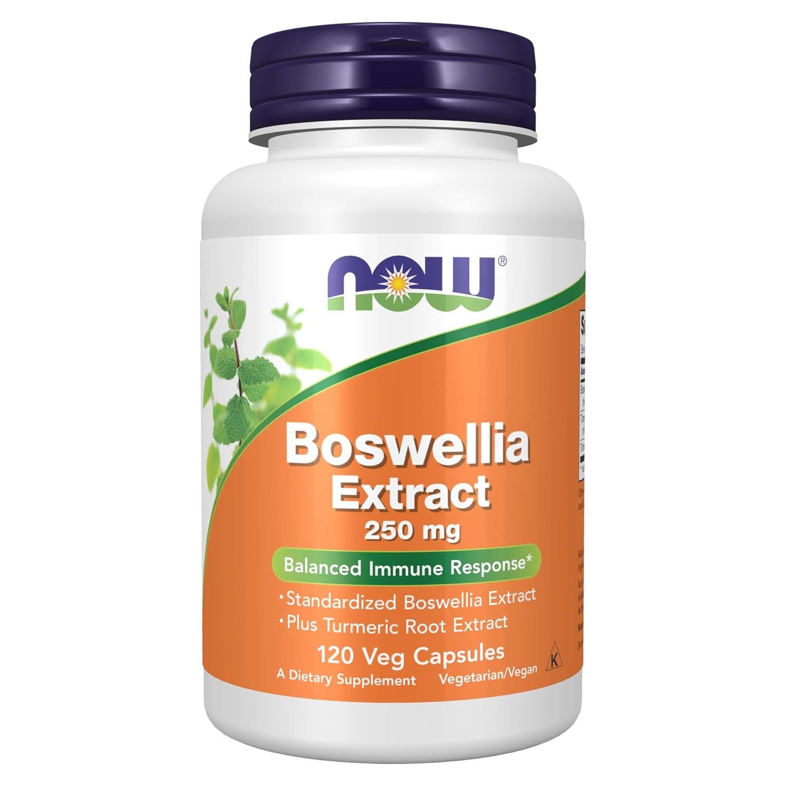 NOW Foods Extracto de Boswellia 250 mg + Cúrcuma 120 Cápsulas Veganas
