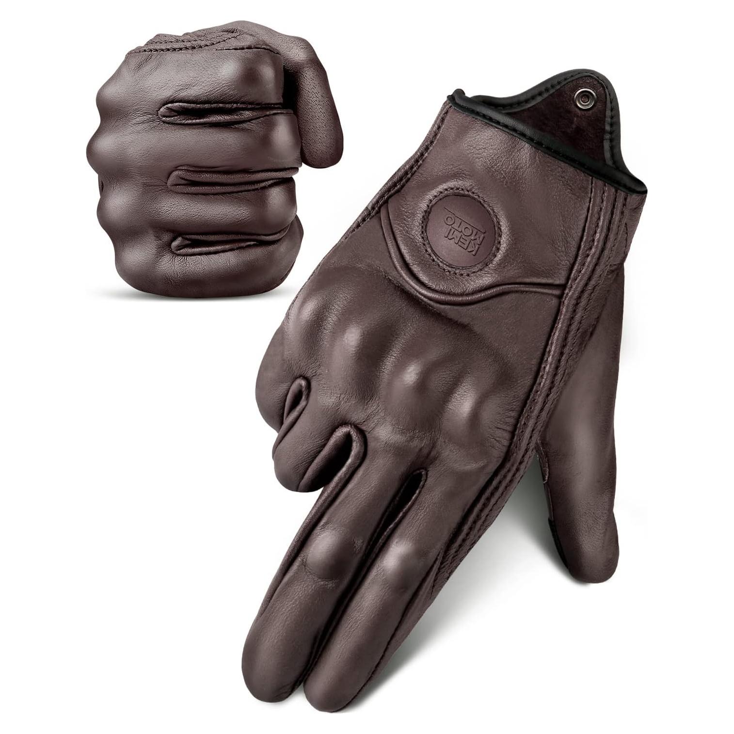 Guantes de Motocicleta KEMIMOTO de Cuero Táctiles y Seguros