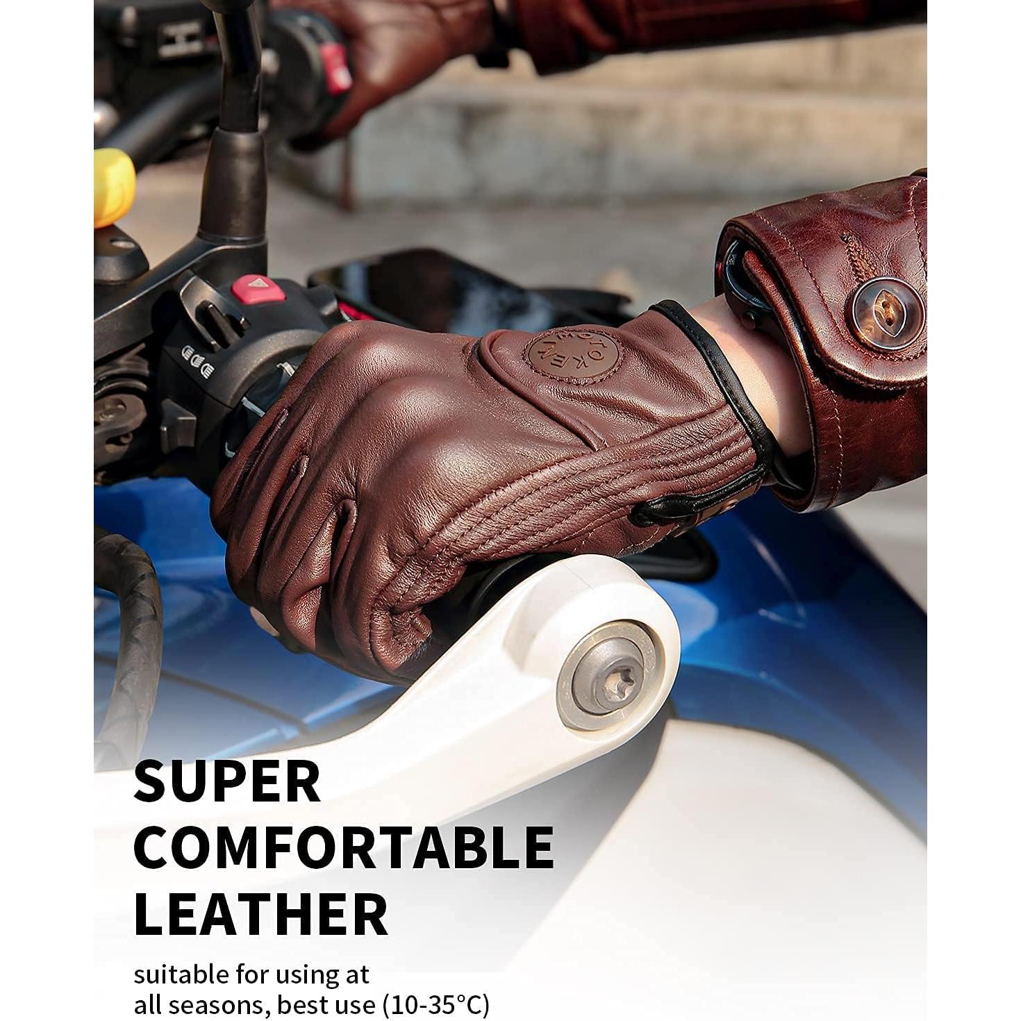 Guantes de Motocicleta KEMIMOTO de Cuero Táctiles y Seguros