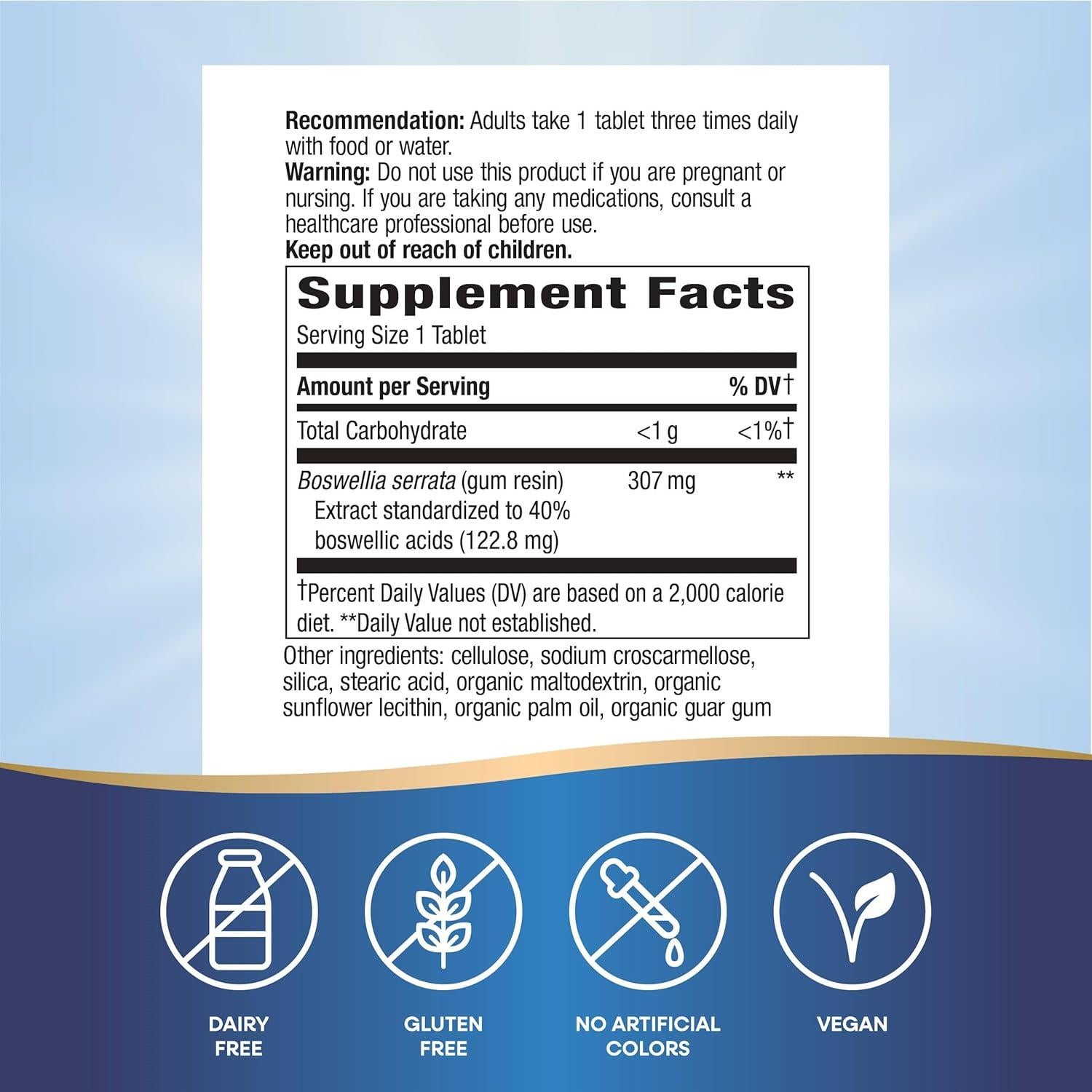 Extracto de Boswellia Nature's Way 307 mg - 60 Tabletas Veganas