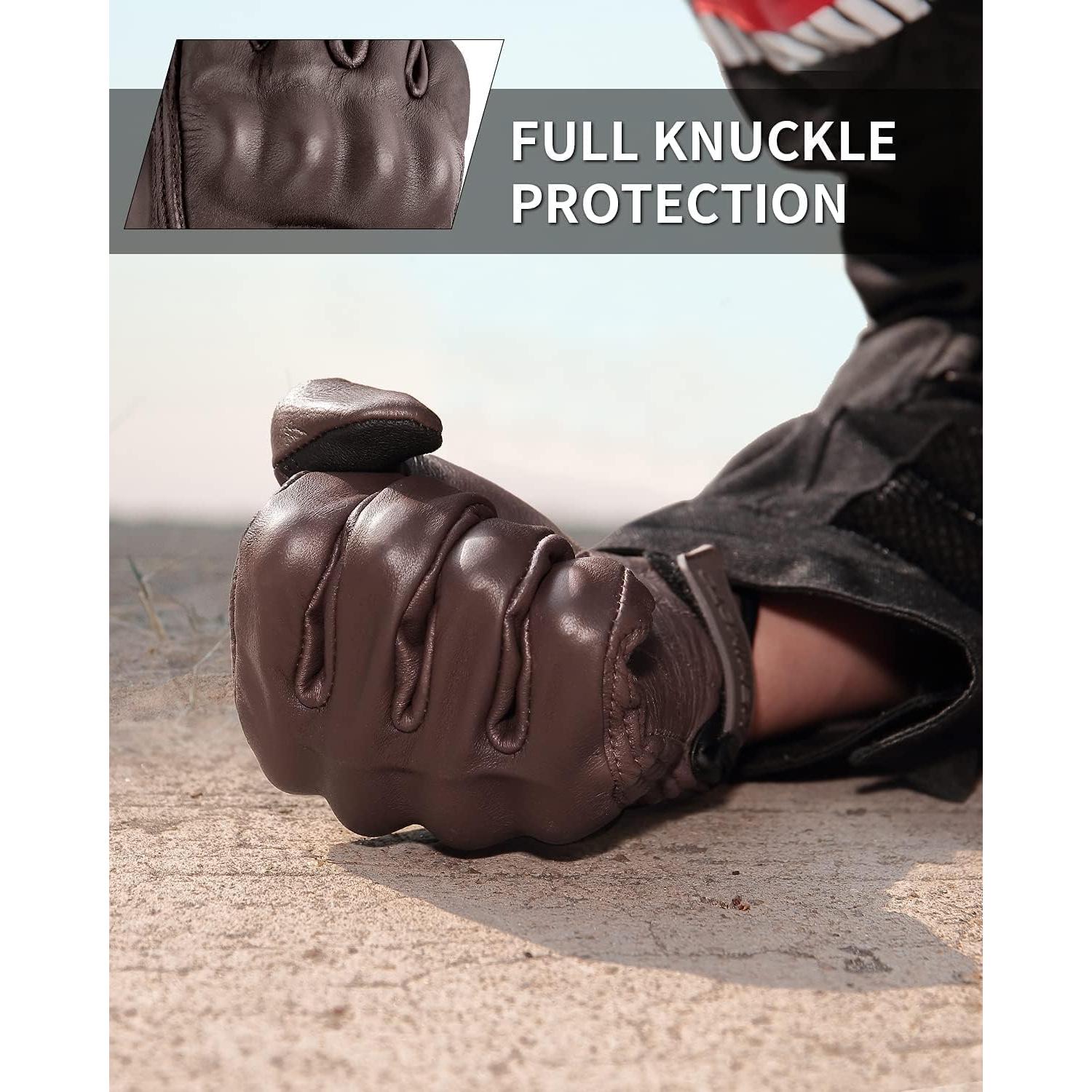 Guantes de Motocicleta KEMIMOTO de Cuero Táctiles y Seguros