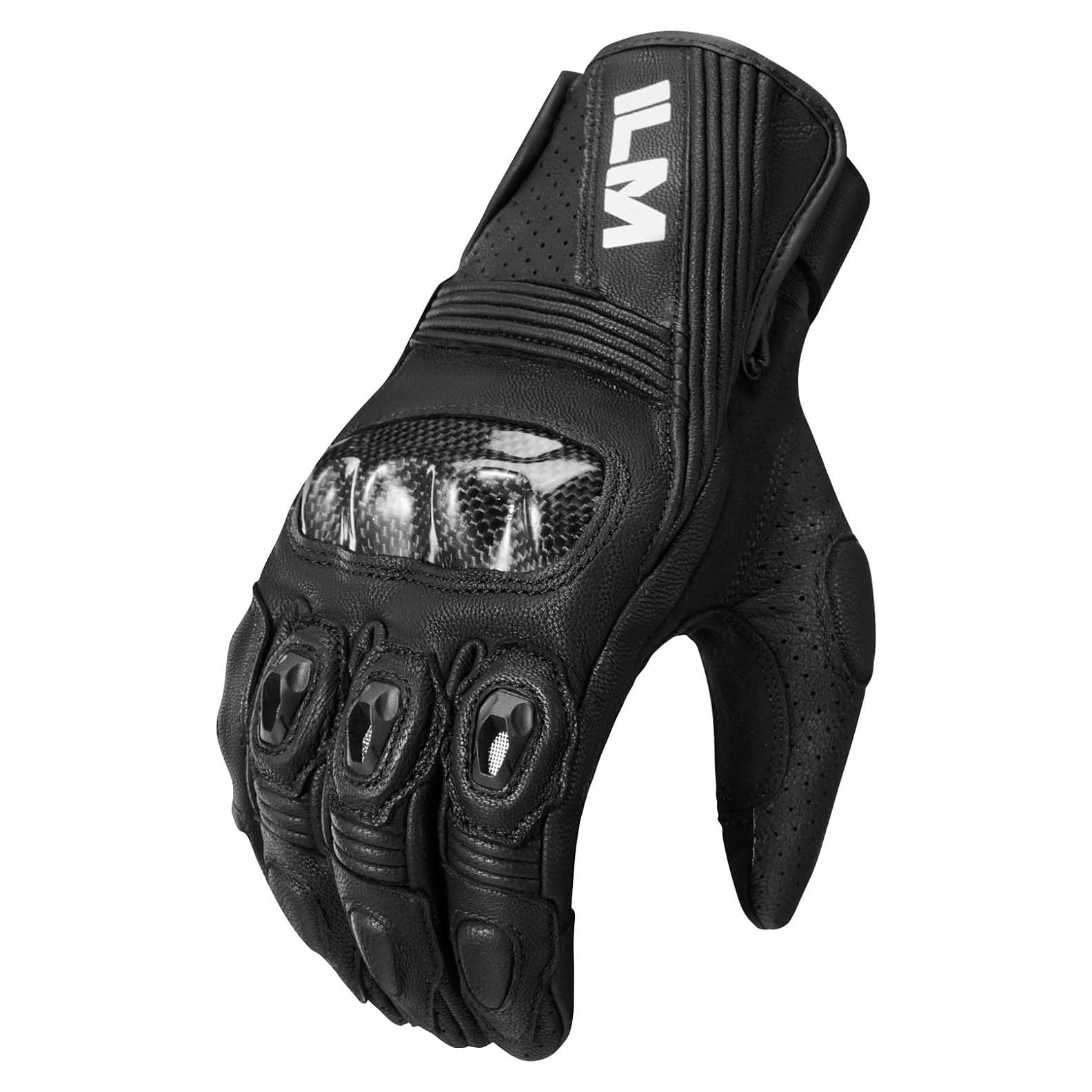 Guantes de Motocicleta ILM GL4 de Cuero de Cabra Táctiles M