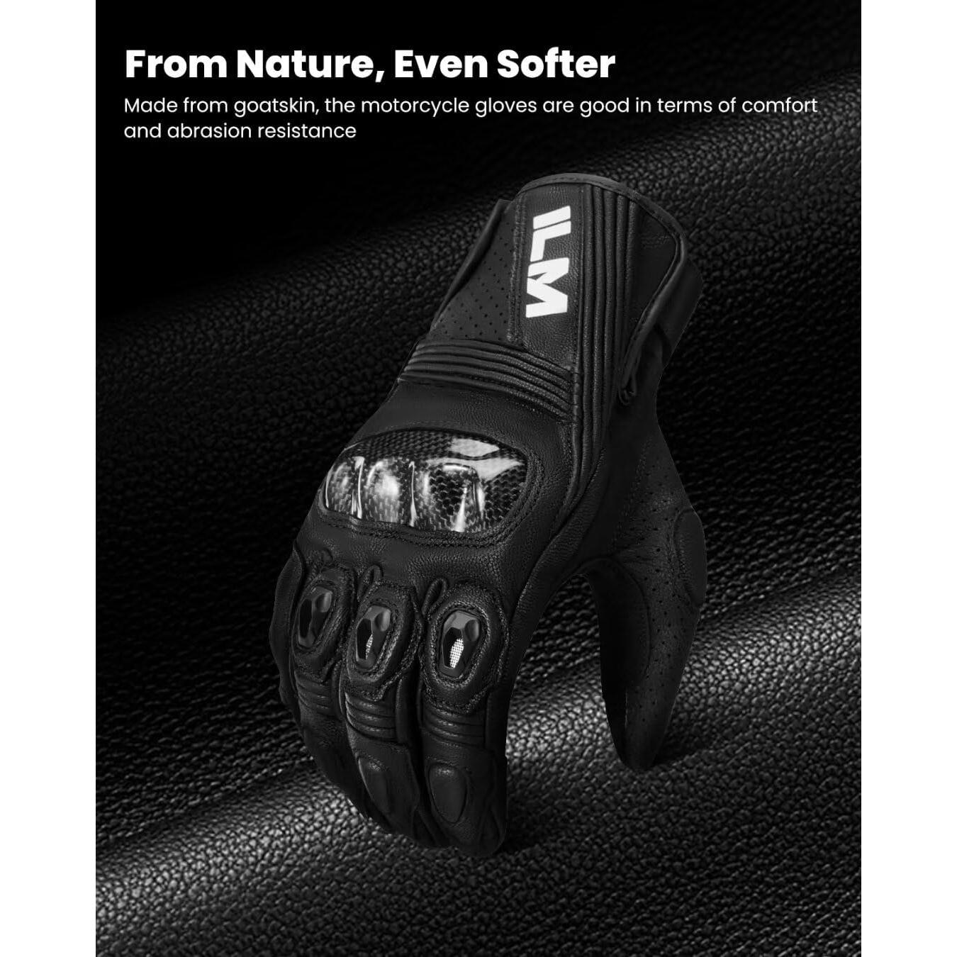 Guantes de Motocicleta ILM GL4 de Cuero de Cabra Táctiles M
