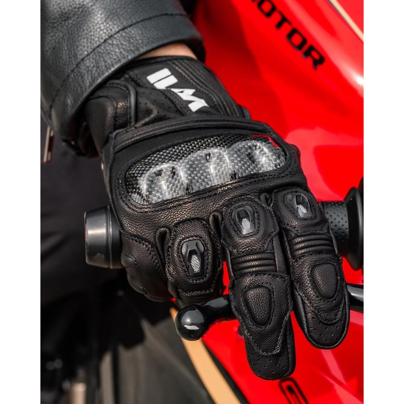 Guantes de Motocicleta ILM GL4 de Cuero de Cabra Táctiles M