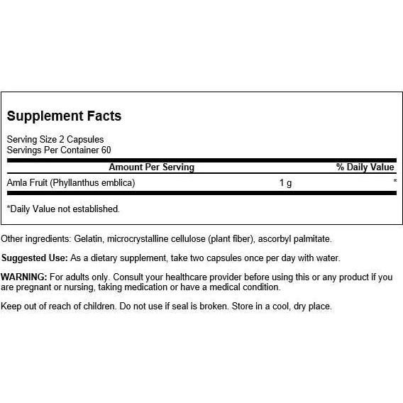 Cápsulas de Amla Swanson 500 mg - Antioxidante 120 Unidades