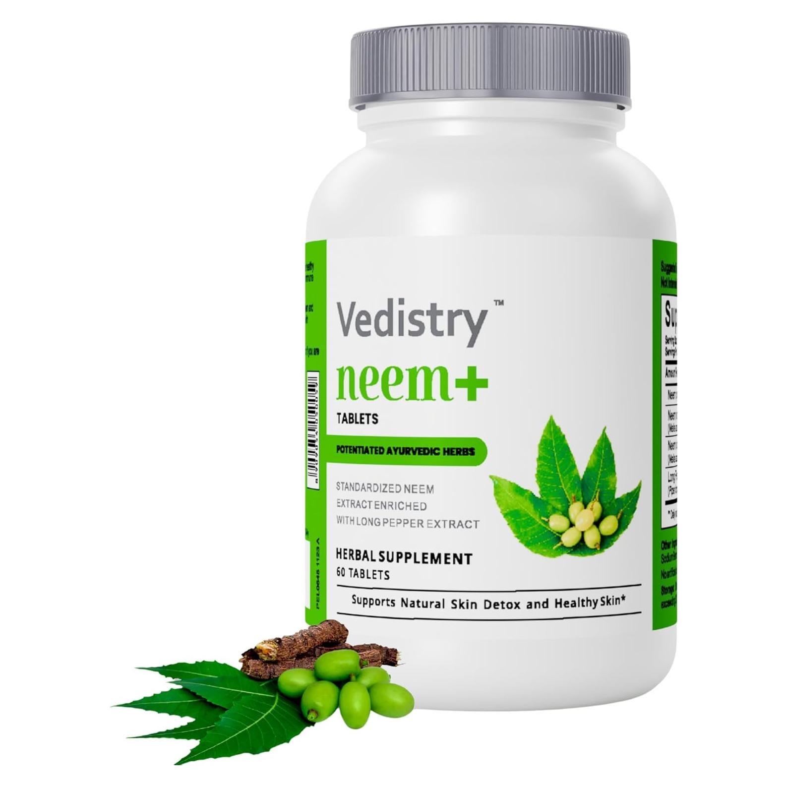 Tabletas Vedistry Neem+ 1100mg con Pimienta Larga - 60 Unidades