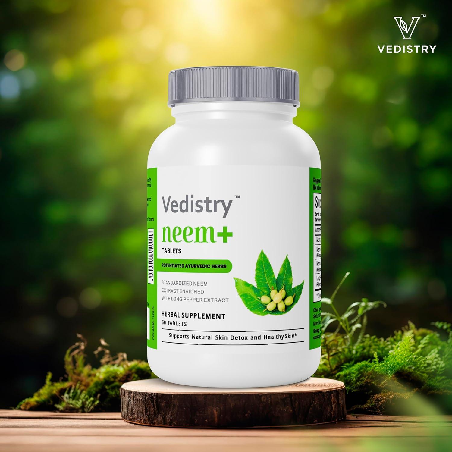 Tabletas Vedistry Neem+ 1100mg con Pimienta Larga - 60 Unidades