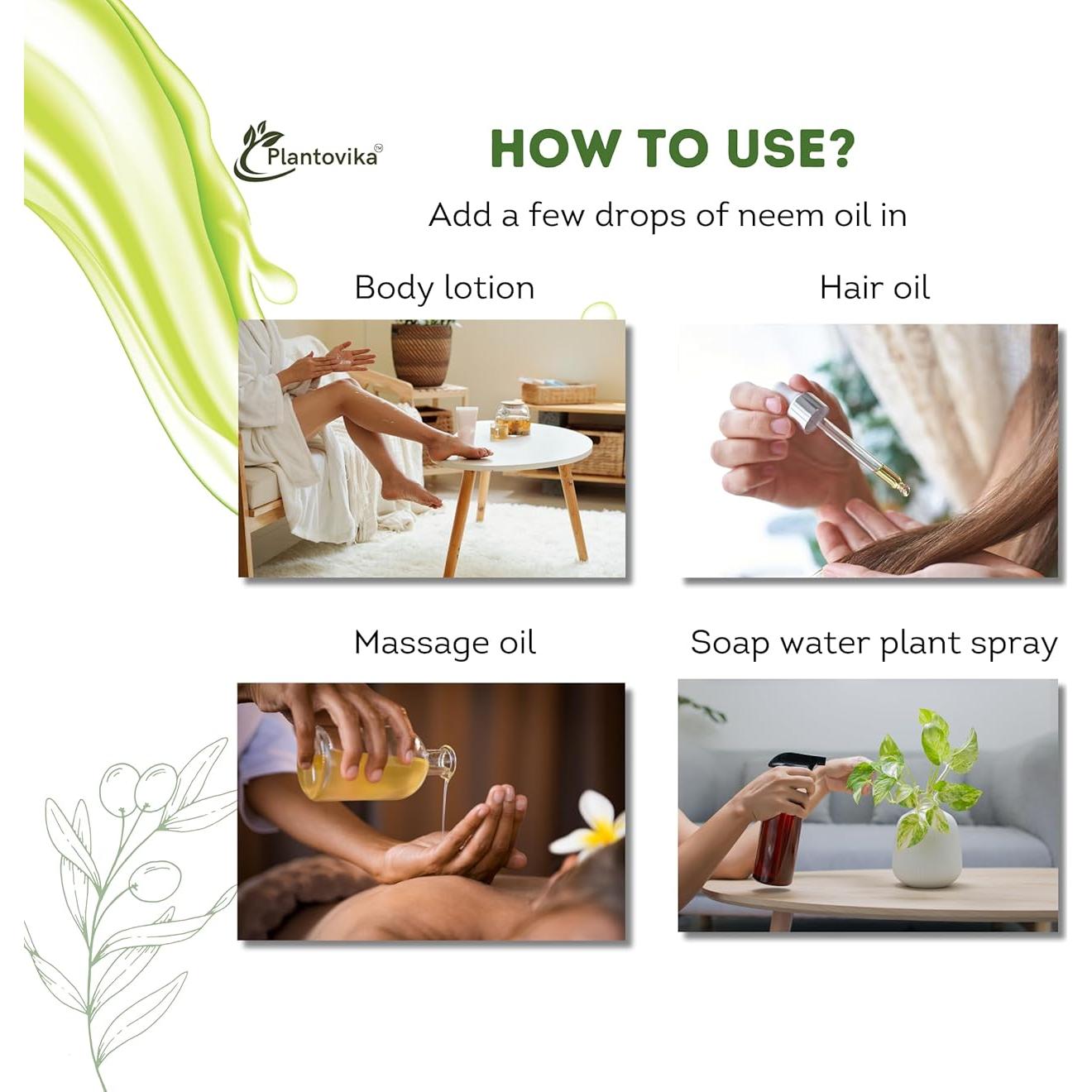 Aceite de Neem Puro Plantovika 473 ml Prensado en Frío Natural