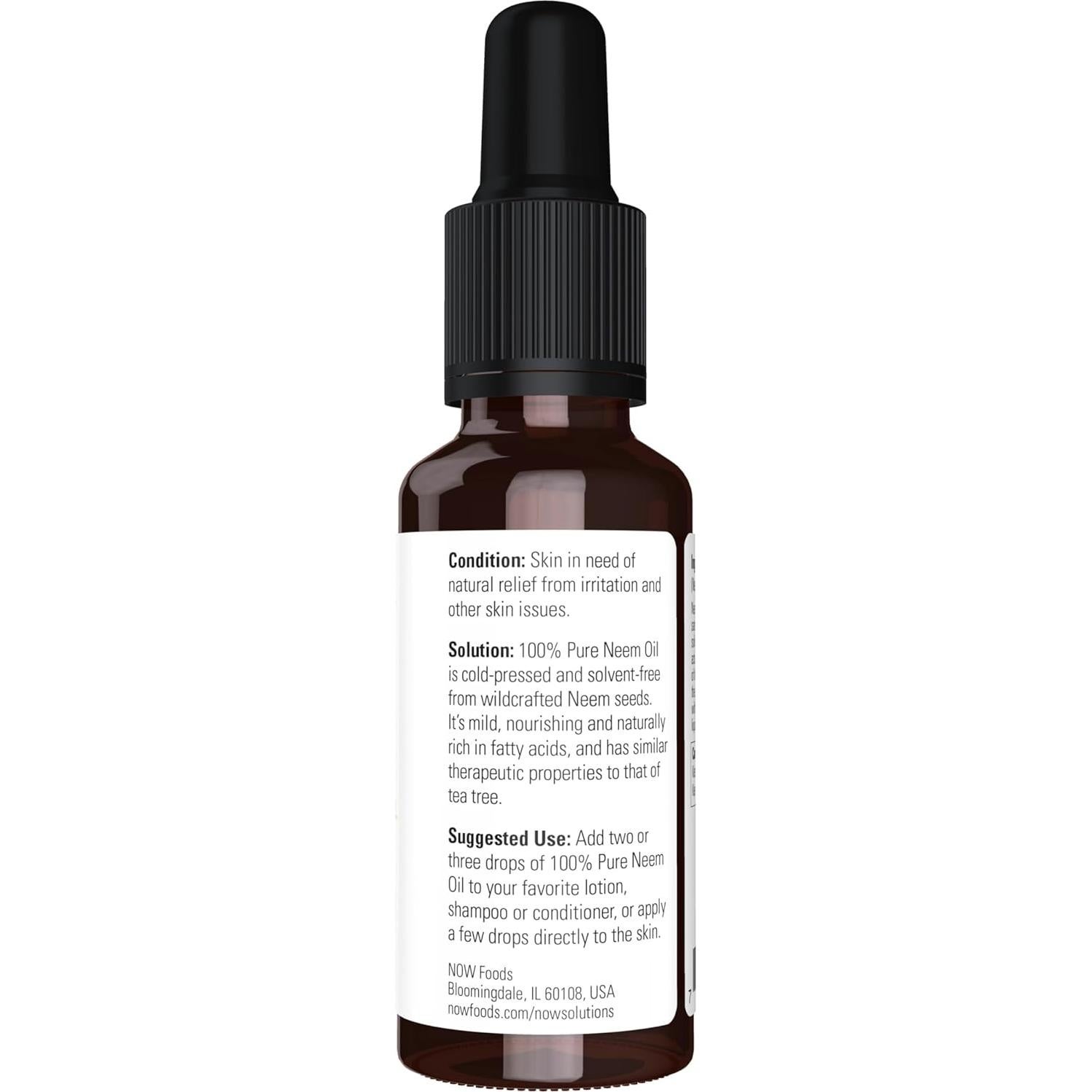 Aceite de Neem 100% Puro NOW Foods 28.35g Alivio Piel