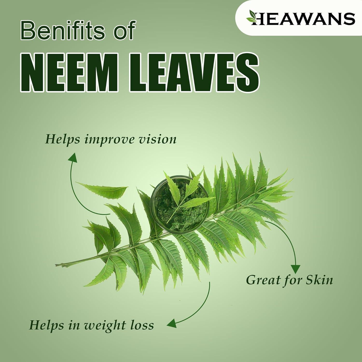 Hojas de Neem Secas Heawans 19.84 g - 100% Naturales