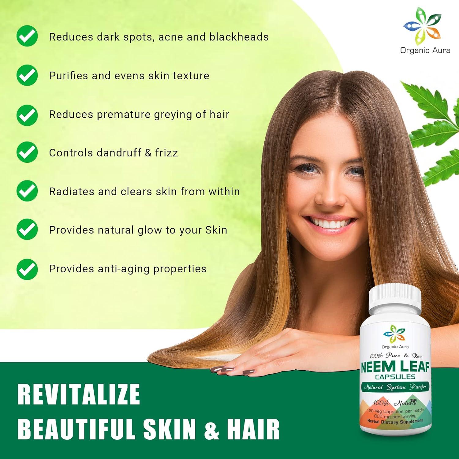 Cápsulas de Neem Orgánico Aura 100% Puras 100g - Superalimento