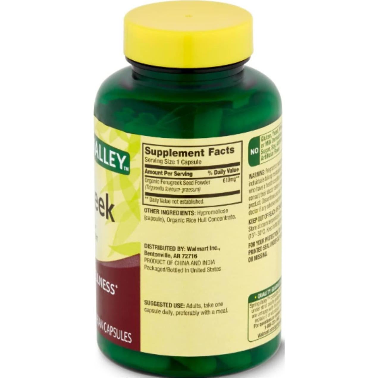 Suplemento Dietético Fenogreco Spring Valley 610 mg 100 Cápsulas