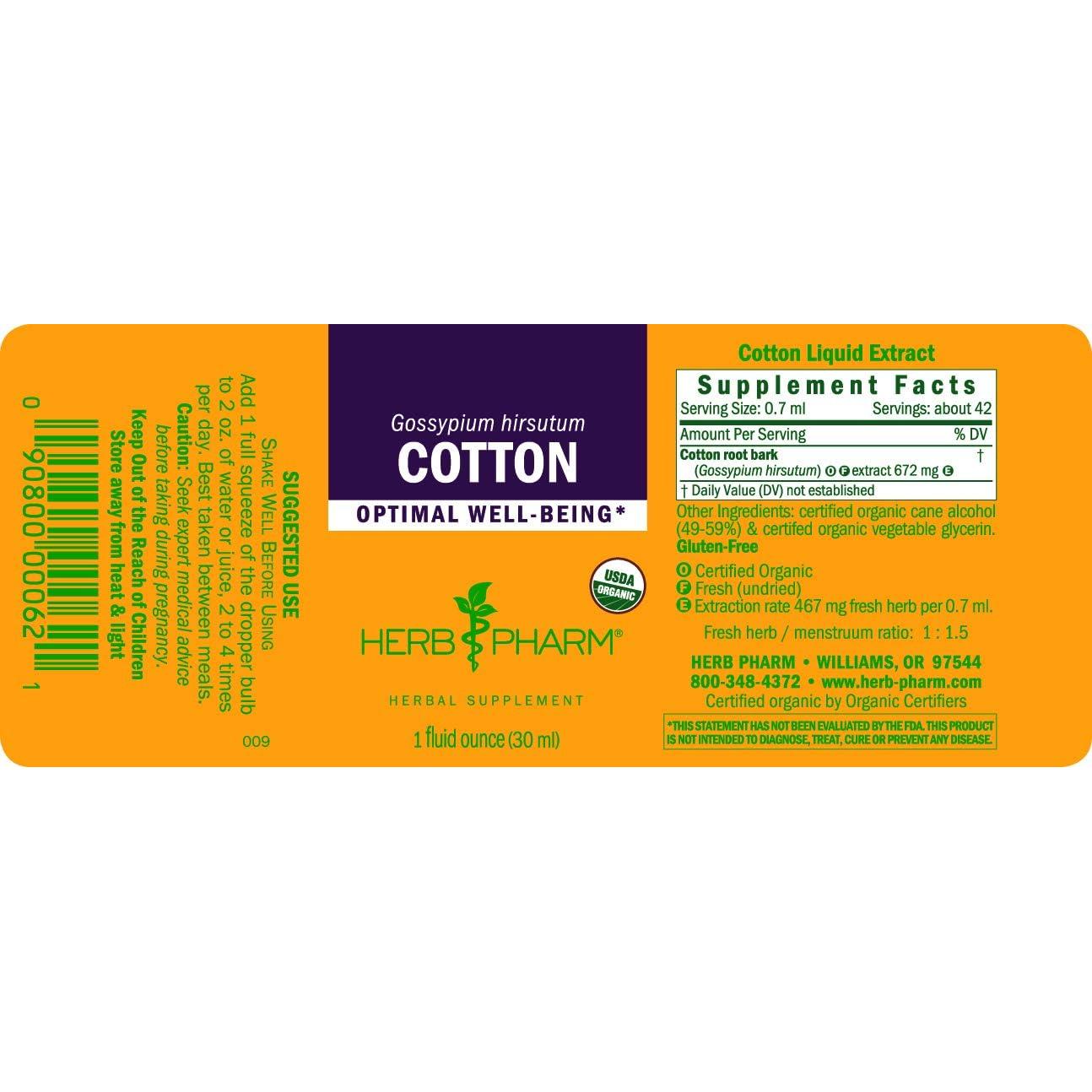 Extracto Líquido de Raíz de Algodón Orgánico Herb Pharm 30 ml