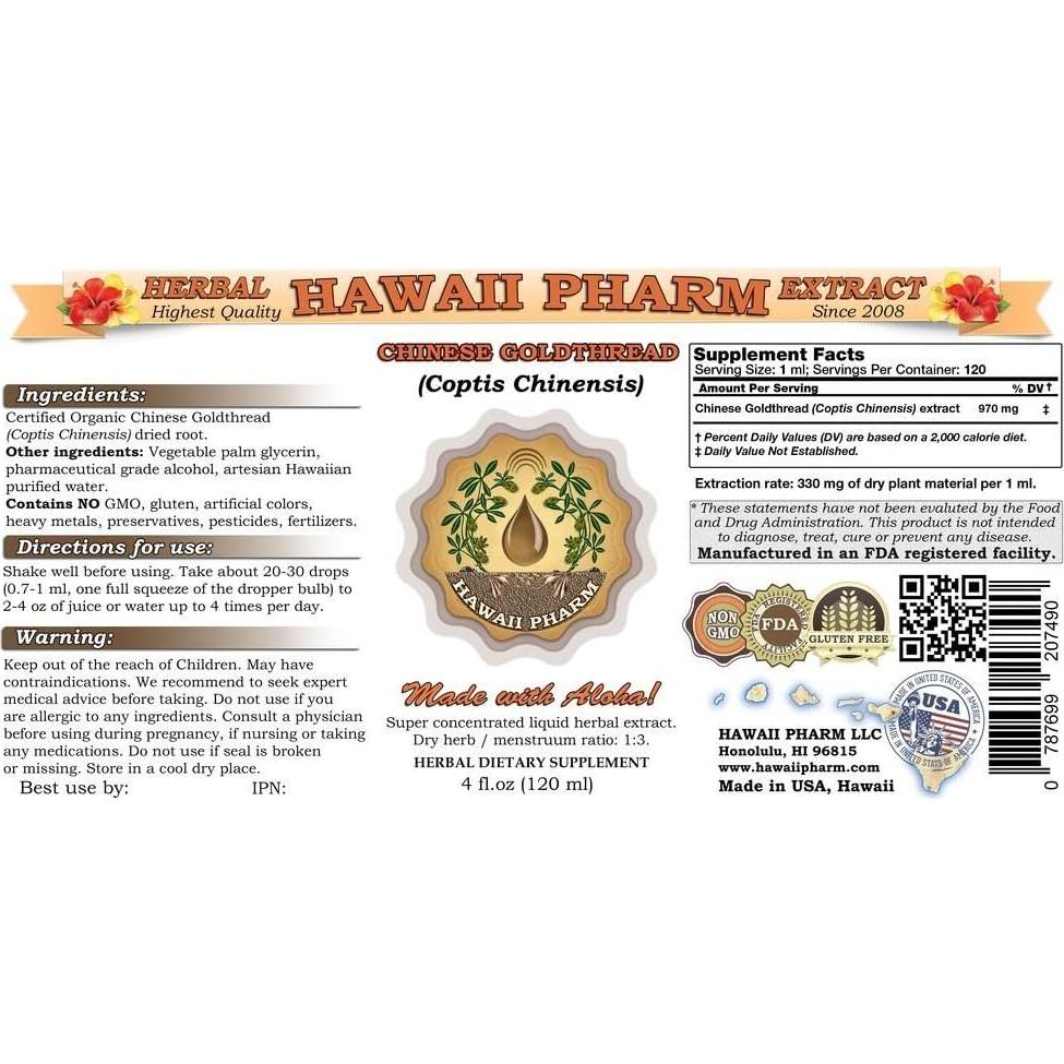 Extracto Líquido de Hilo de Oro Chino HawaiiPharm 2x946 ml