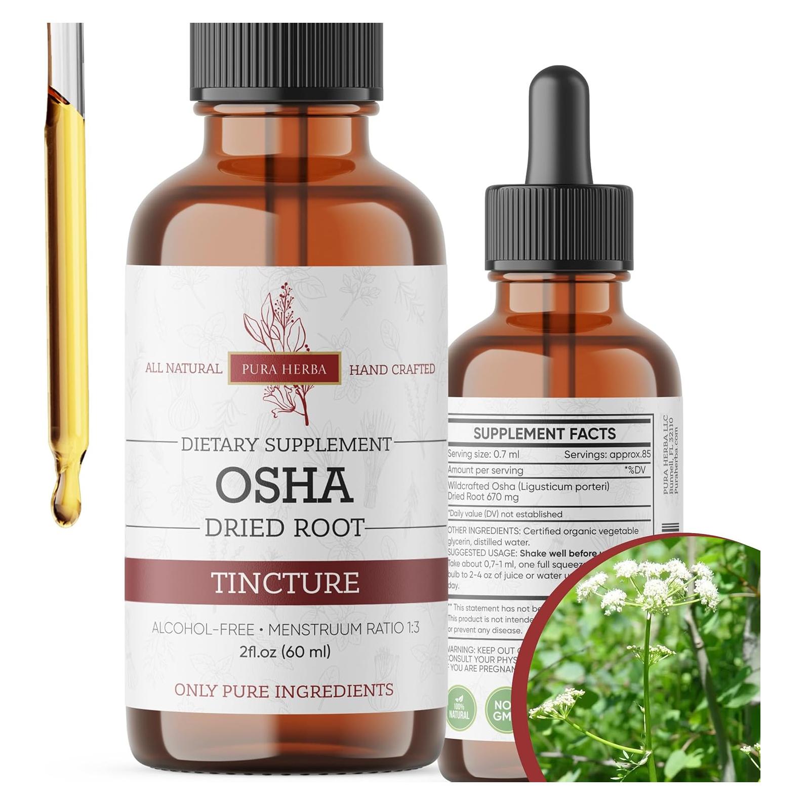 Tintura de Raíz de OSHA Orgánica Pura Herba 59.15 ml Sin Alcohol