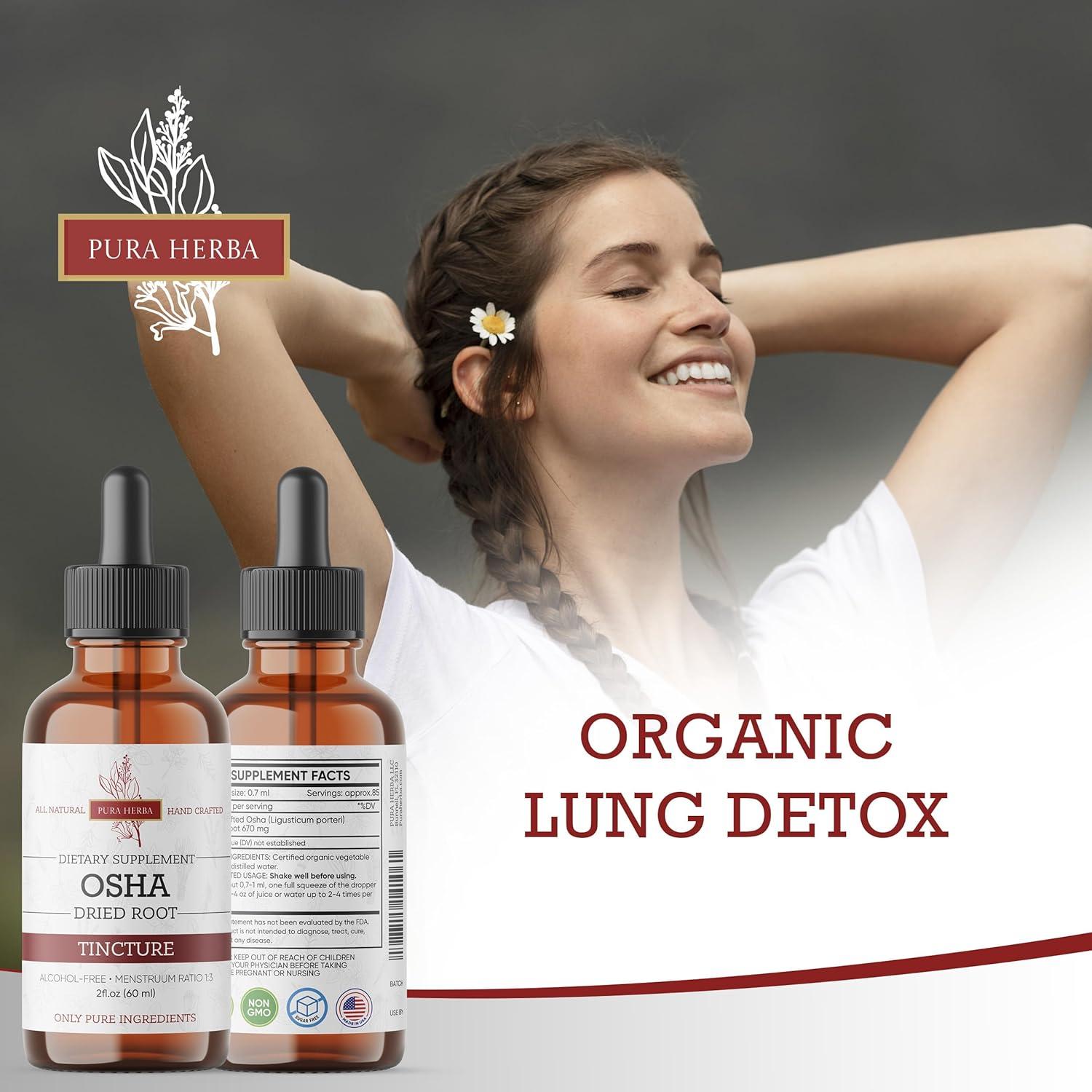 Tintura de Raíz de OSHA Orgánica Pura Herba 59.15 ml Sin Alcohol