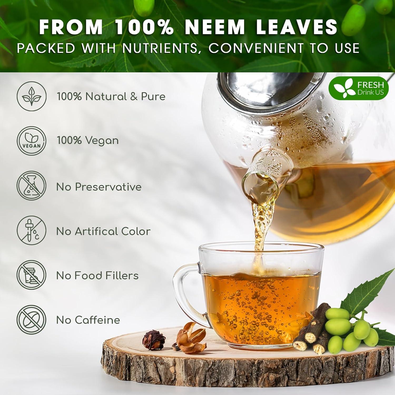 Té de Hoja de Neem FreshDrinkUS 100 Bolsitas 100% Natural