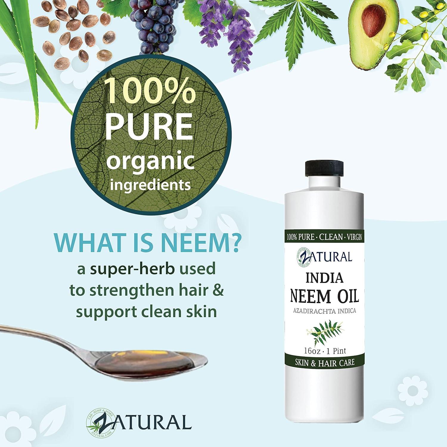 Aceite de Neem Zatural 100% Puro 473ml Prensado en Frío