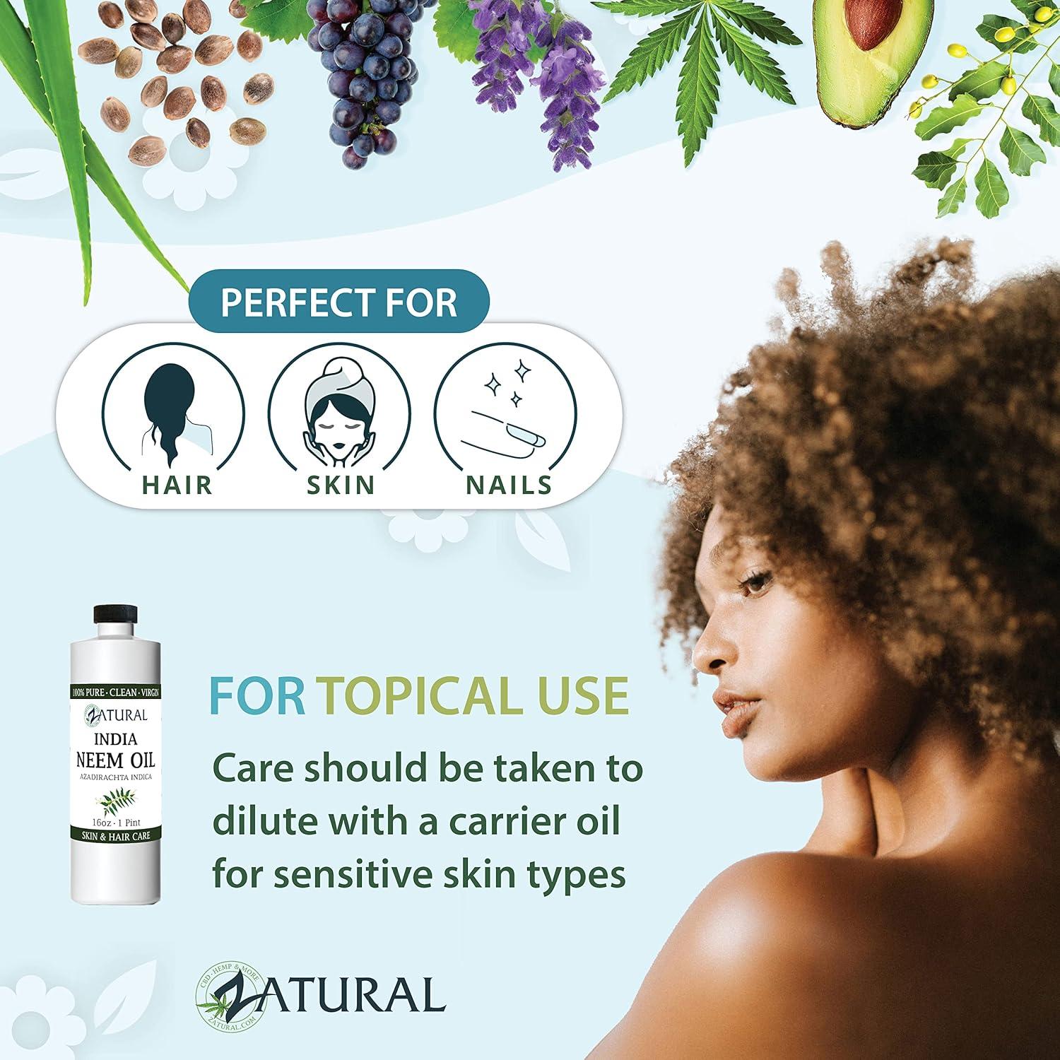 Aceite de Neem Zatural 100% Puro 473ml Prensado en Frío