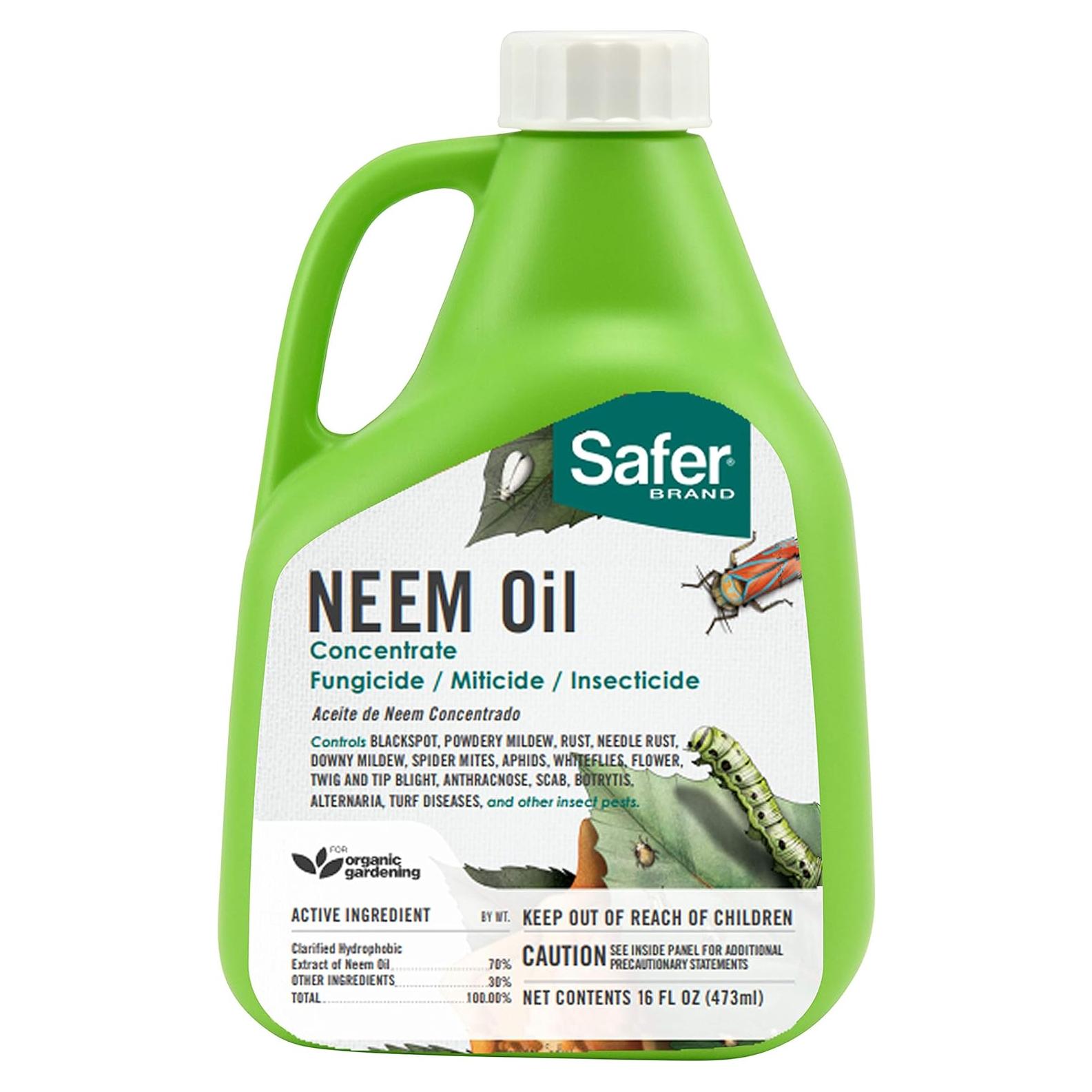 Concentrado de Aceite de Neem Safer 473 ml - Insecticida y Fungicida
