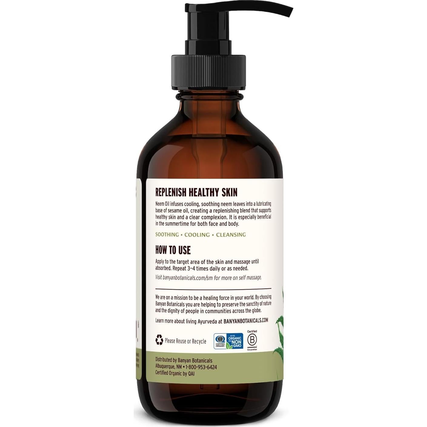 Aceite de Neem Orgánico Banyan Botanicals 227 g - Refrescante y Calmante