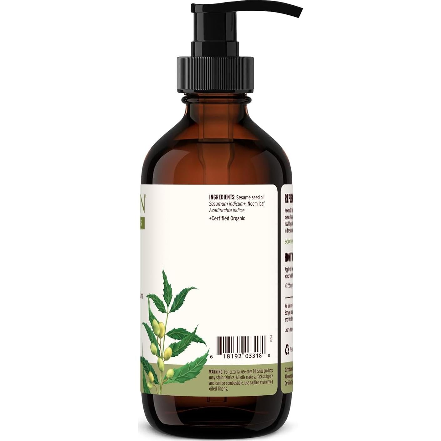Aceite de Neem Orgánico Banyan Botanicals 227 g - Refrescante y Calmante