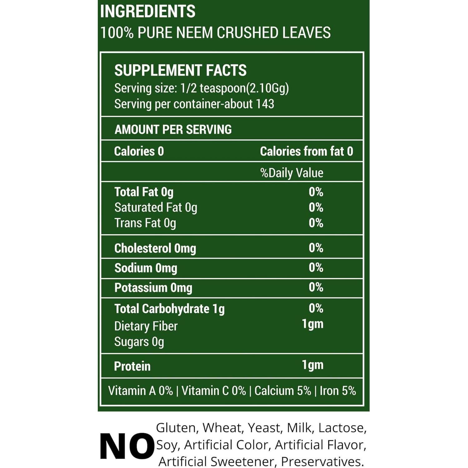 Hojas de Neem Trituradas 300g - Suplemento Herbal HerbsIndia