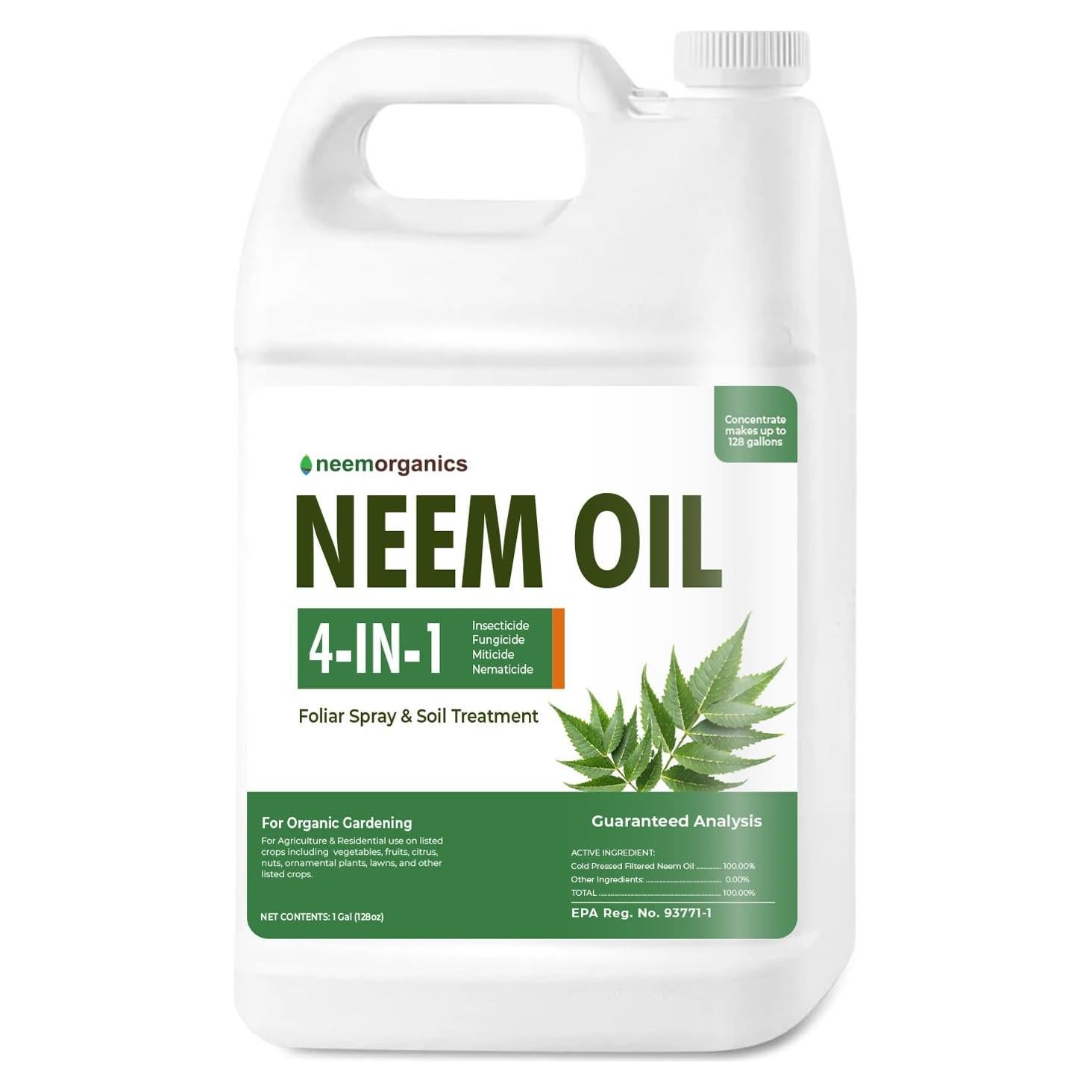 Aceite de Neem Puro Neem Organics 3.78L - Control de Plagas