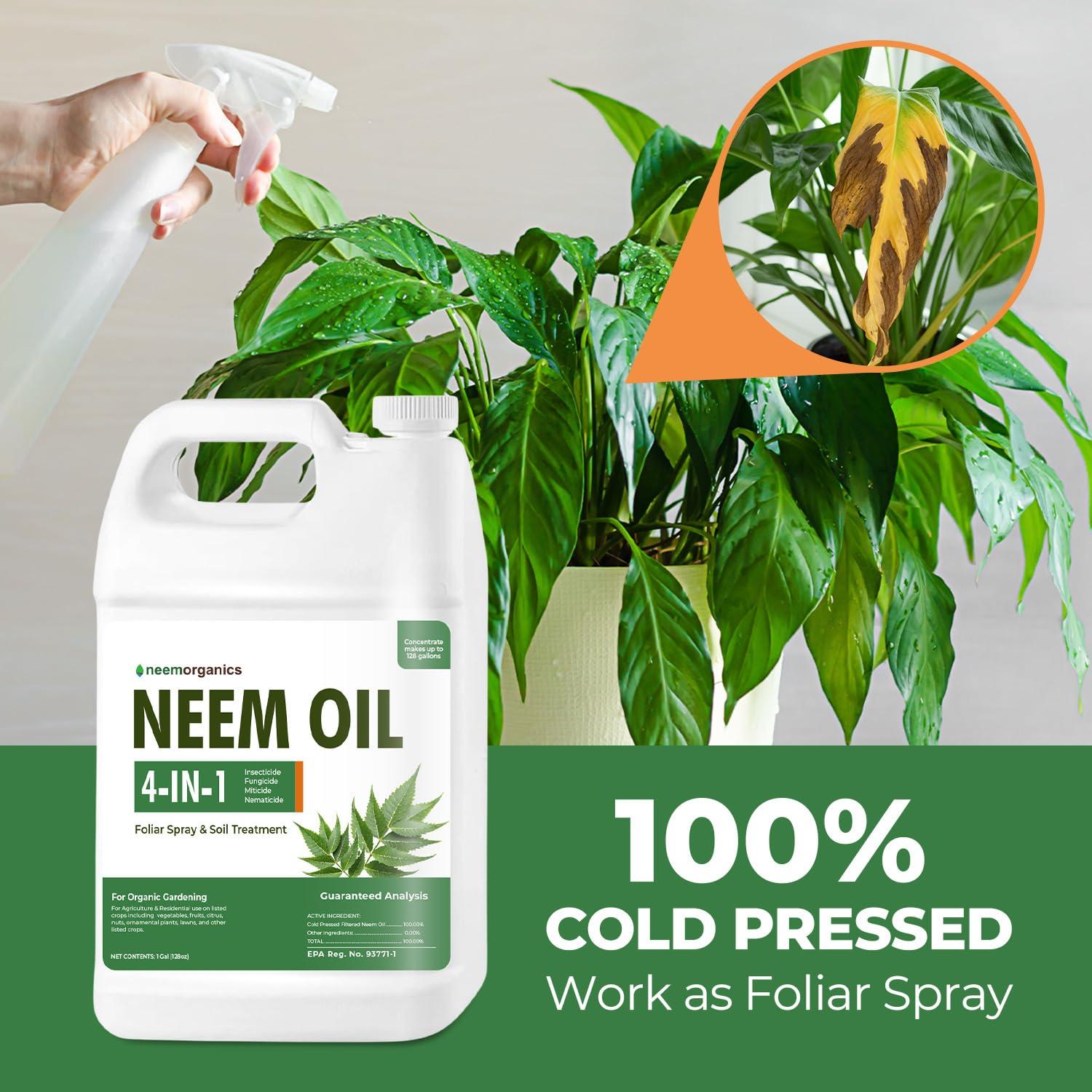 Aceite de Neem Puro Neem Organics 3.78L - Control de Plagas