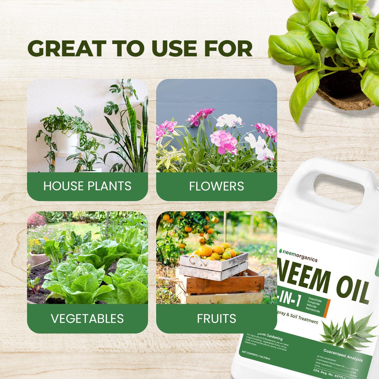 Aceite de Neem Puro Neem Organics 3.78L - Control de Plagas