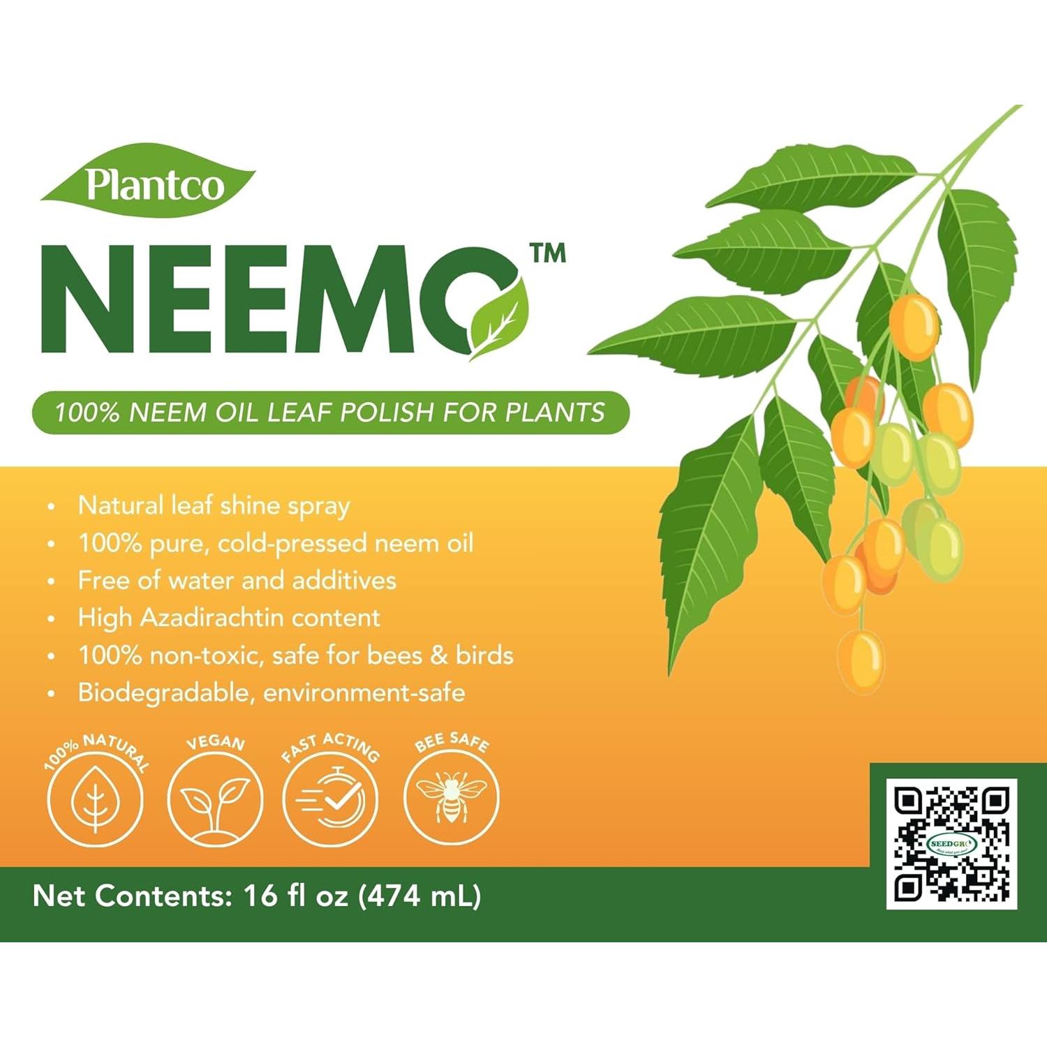 Spray de Aceite de Neem NEEMO 100% Puro 470 mL - Ecológico para Plantas