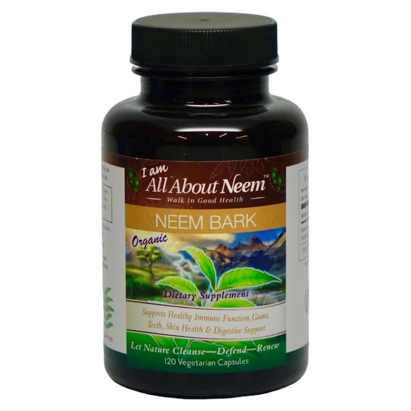 Cápsulas de Corteza de Neem Orgánico 400mg - 120 Unidades - Suplemento Vegano