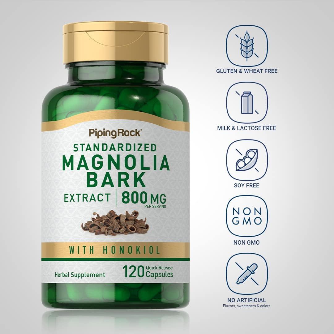 Extracto de Corteza de Magnolia Piping Rock 800mg 120 Cápsulas