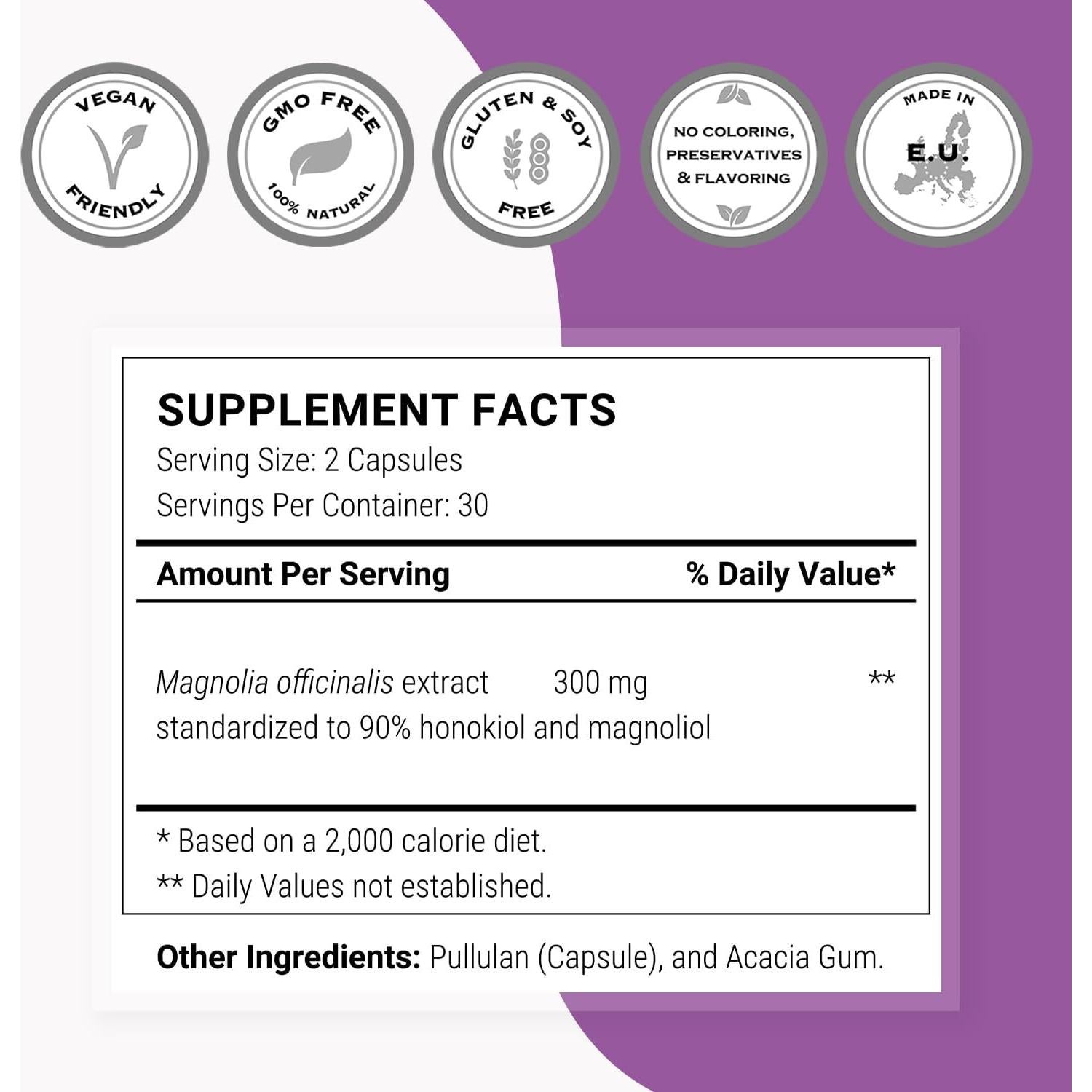 Suplemento de Corteza de Magnolia Supersmart 60 Cápsulas 300 mg