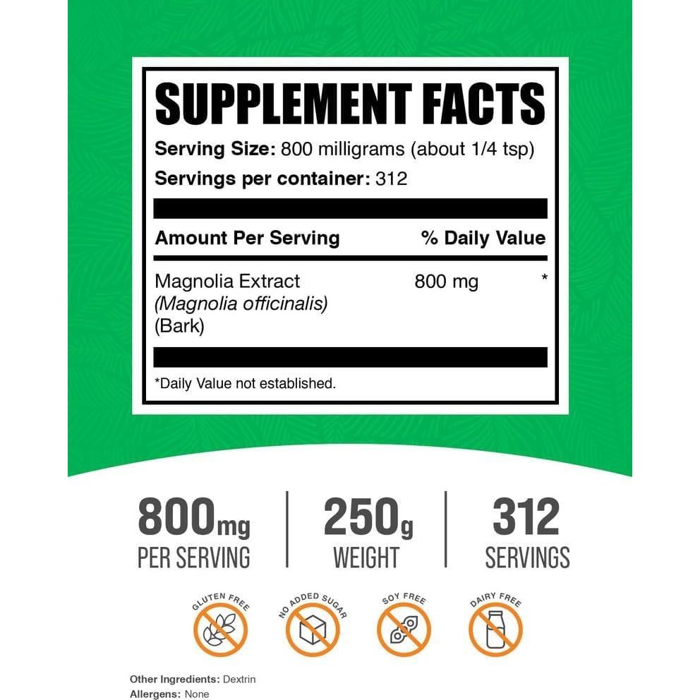 Extracto de Corteza de Magnolia BulkSupplements 250g - Sin Gluten
