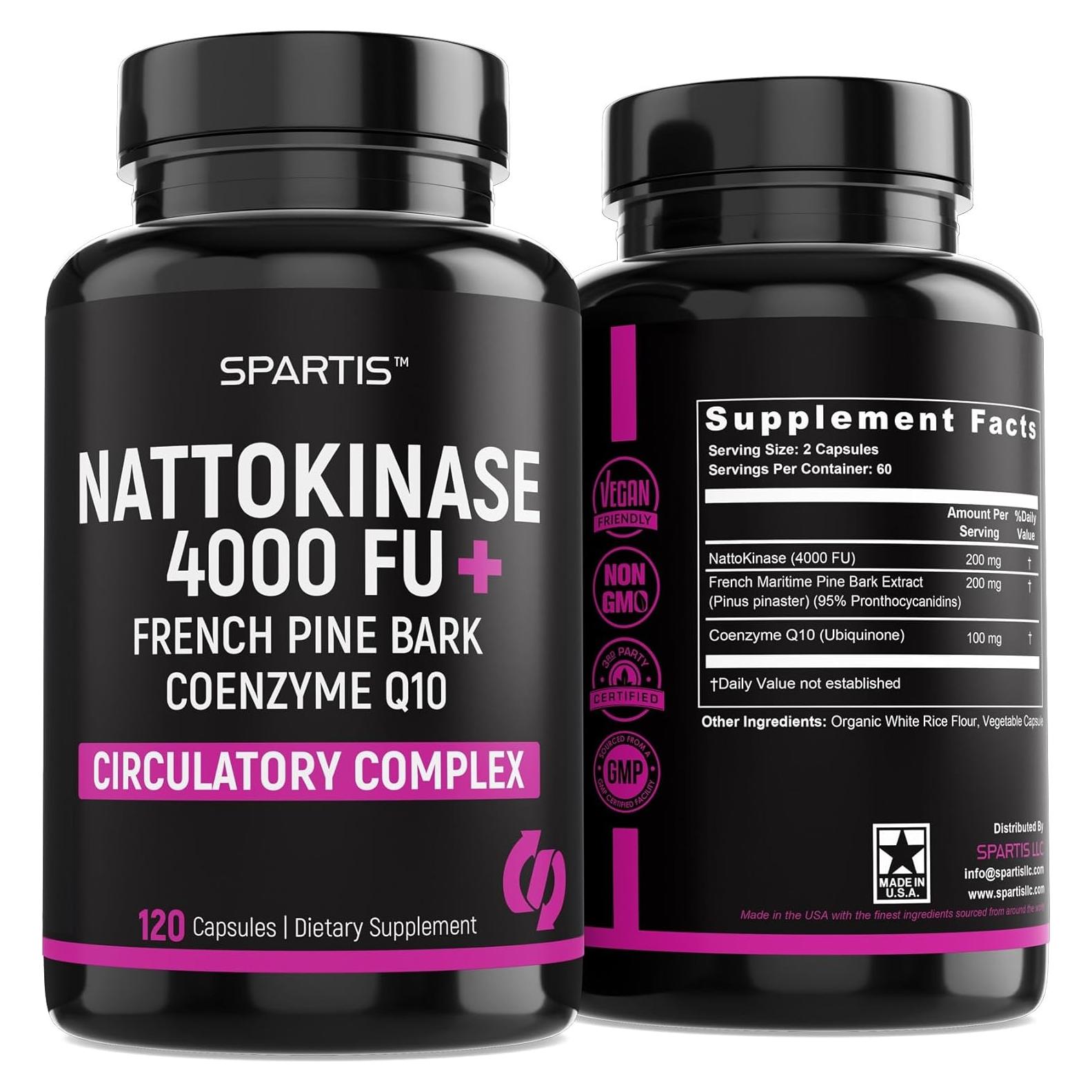 Suplemento Nattokinasa 4000 FU CoQ10 100mg 120 Cápsulas