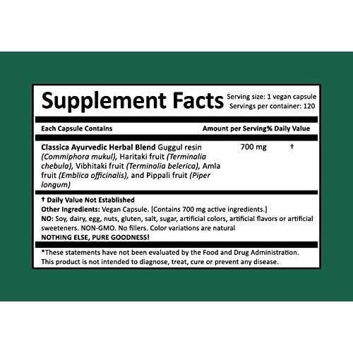 Trifala Guggul Ameri Kal - Detoxificación y Metabolismo 120 Cápsulas