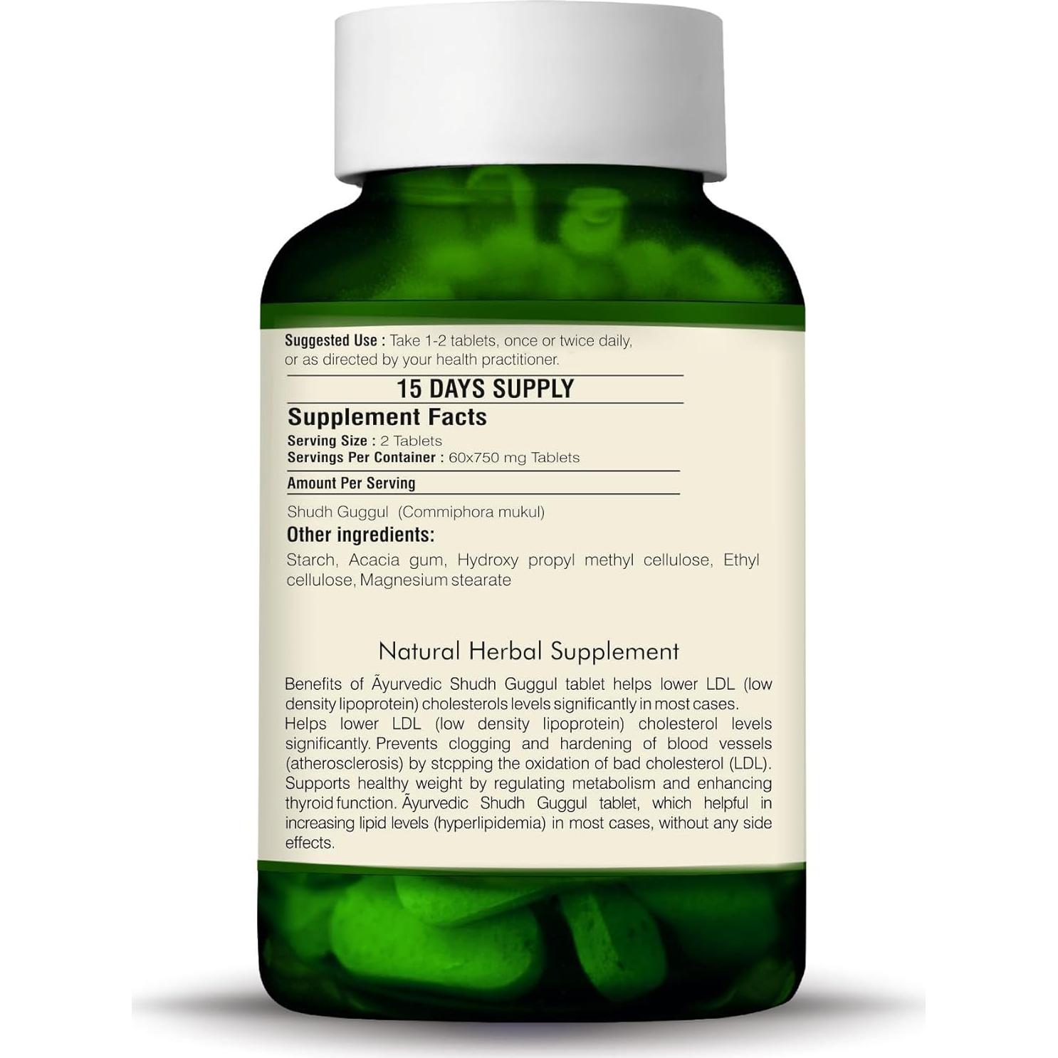 Tabletas Ayurvédicas Swaasthya Shudh GUGGUL 60x750mg