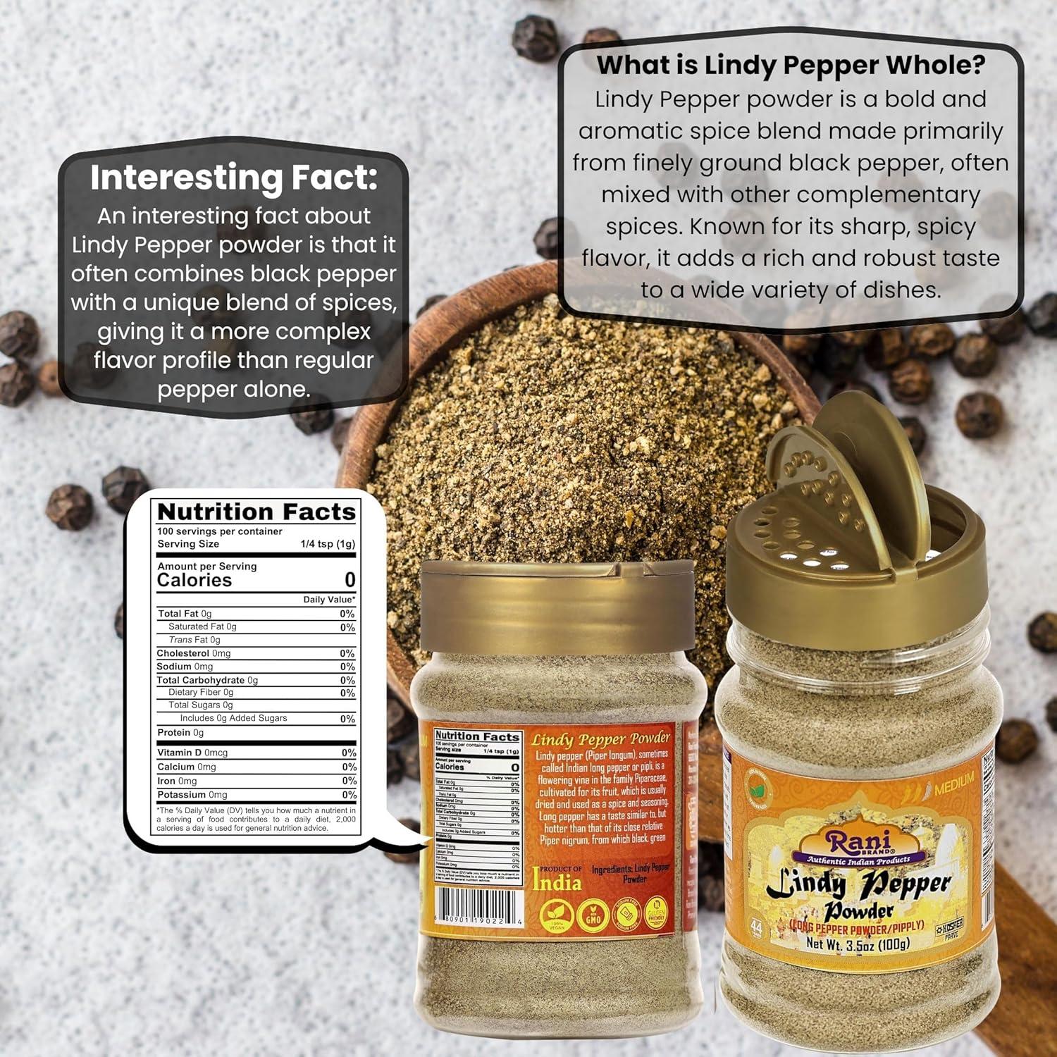 Pimienta Larga en Polvo Rani Lindy 100g - Natural y Vegano