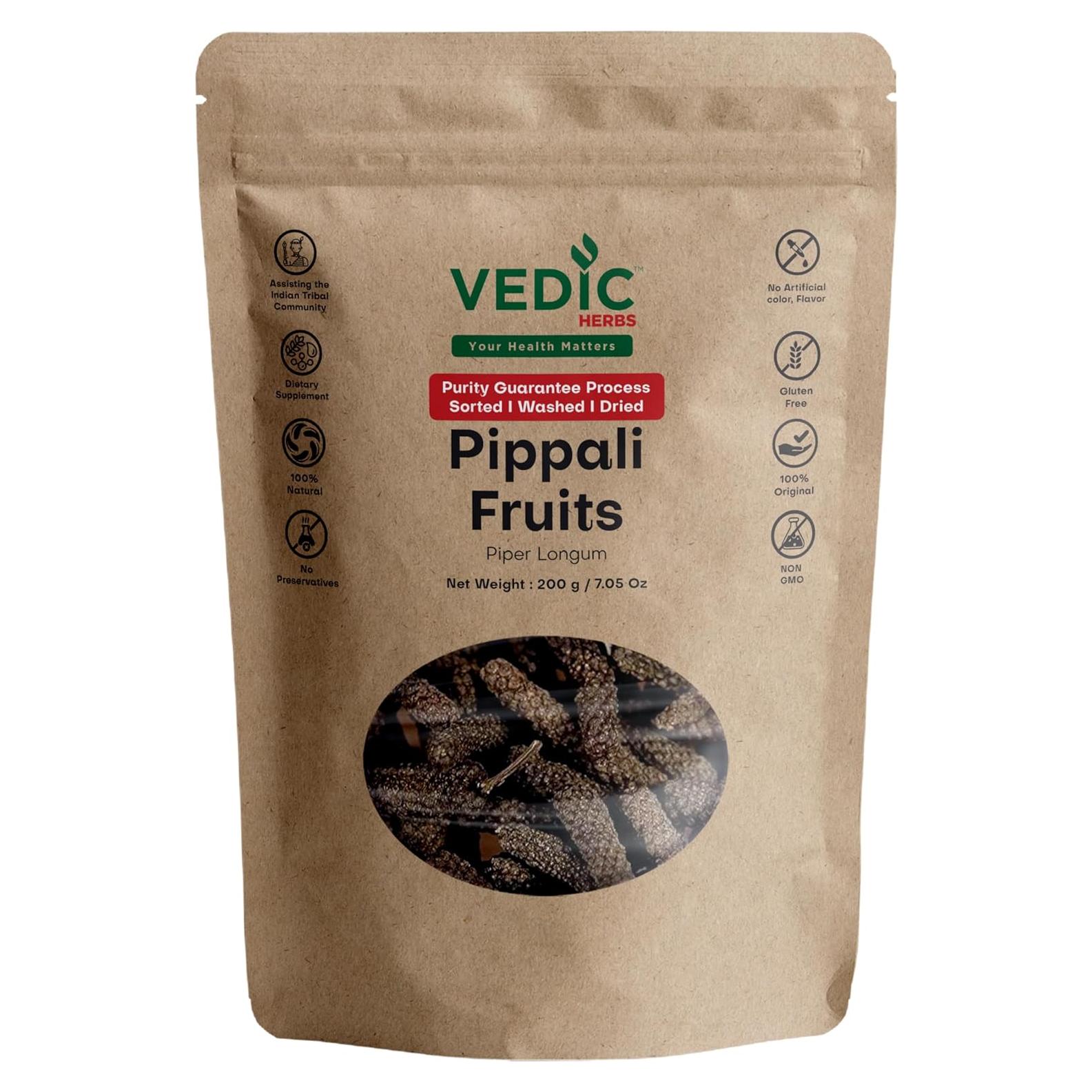 Fruto de Pippali Vedic Herbs 200g - Suplemento Ayurvédico Natural