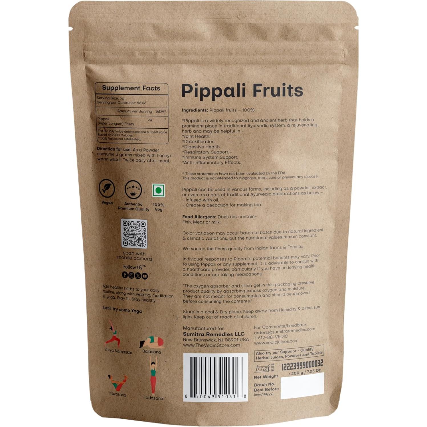 Fruto de Pippali Vedic Herbs 200g - Suplemento Ayurvédico Natural